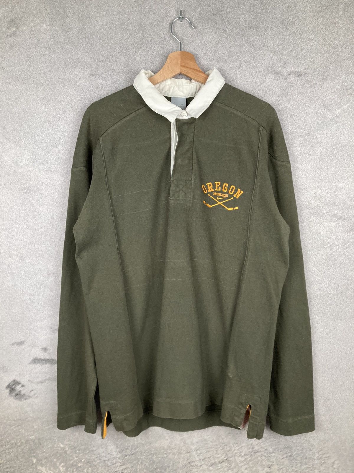 Vintage Nike Longsleeve Polo Shirt Oregon Logo Number Rare