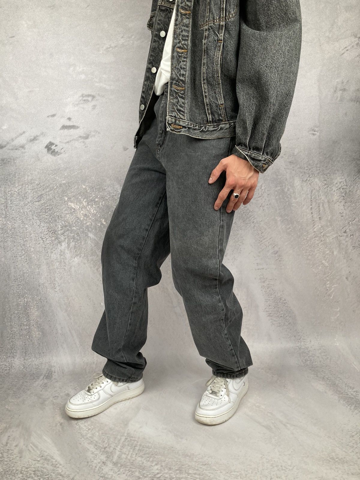 Other Vintage Denim Pants Grey 90s Washed Archival Baggy Size US 32 / EU 48 - 2 Thumbnail