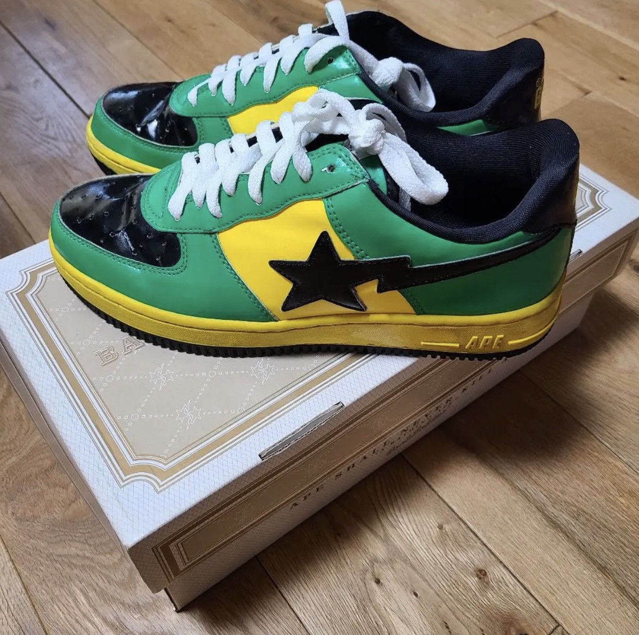 Bape BAPE Bapesta JAMAICA patent leather sneakers | Grailed