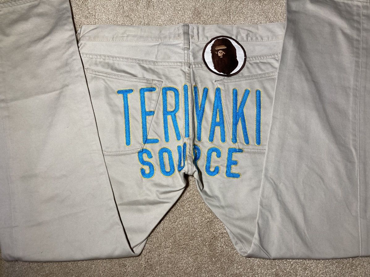 image of 2008 Bape Teriyaki Source Embroidered Pants Blue Medium Boyz in Khaki, Men's (Size 34)