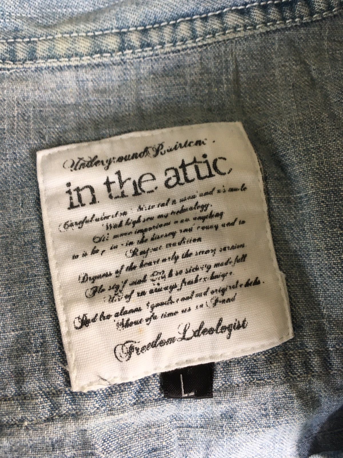 If Six Was Nine × In The Attic × Le Grande Bleu (L.G.B.) In the Attic poem denim shirt Size US L / EU 52-54 / 3 - 22 Thumbnail
