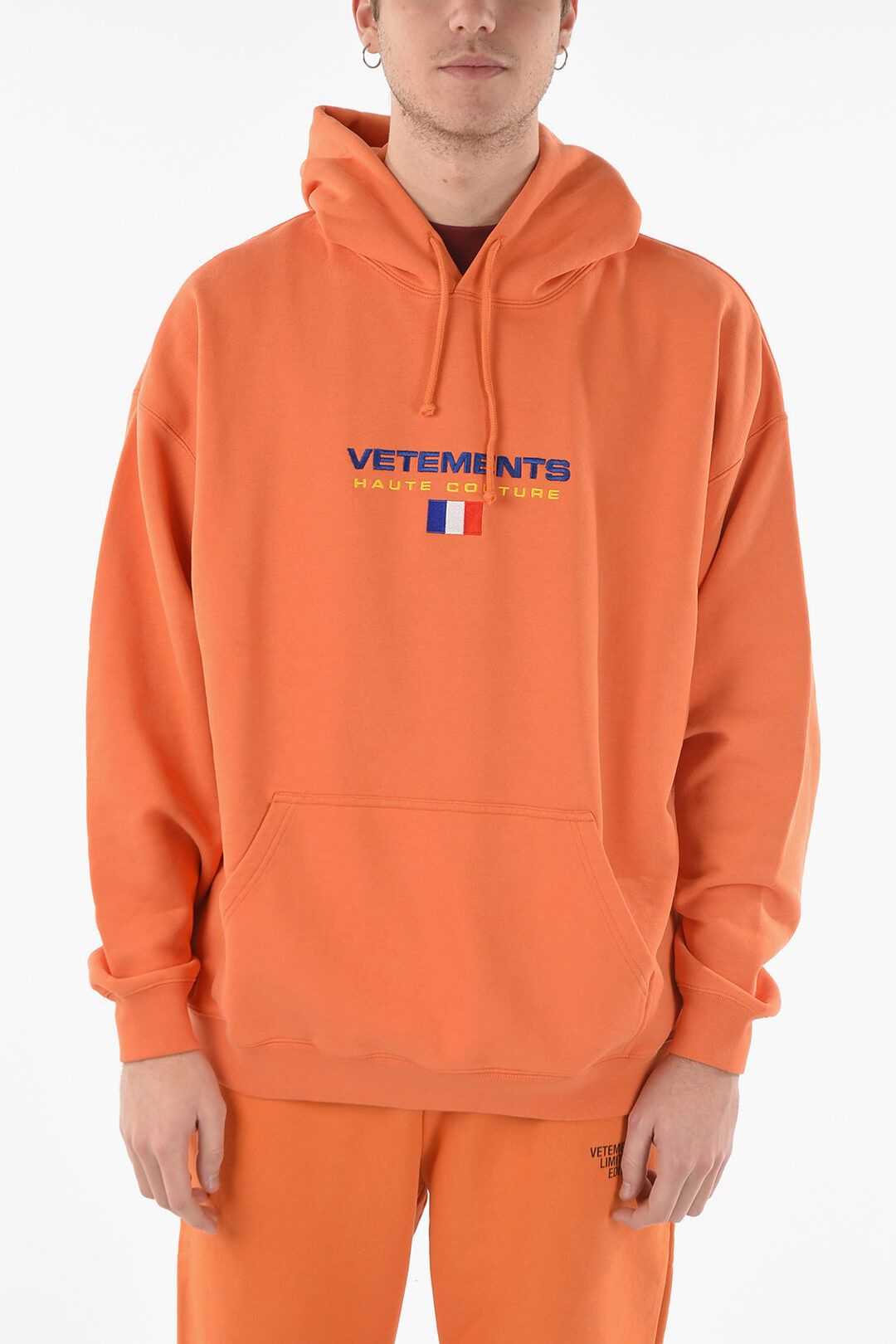 image of Vetements Haute Couture Logo Hoodie in Orange, Men's (Size Small)