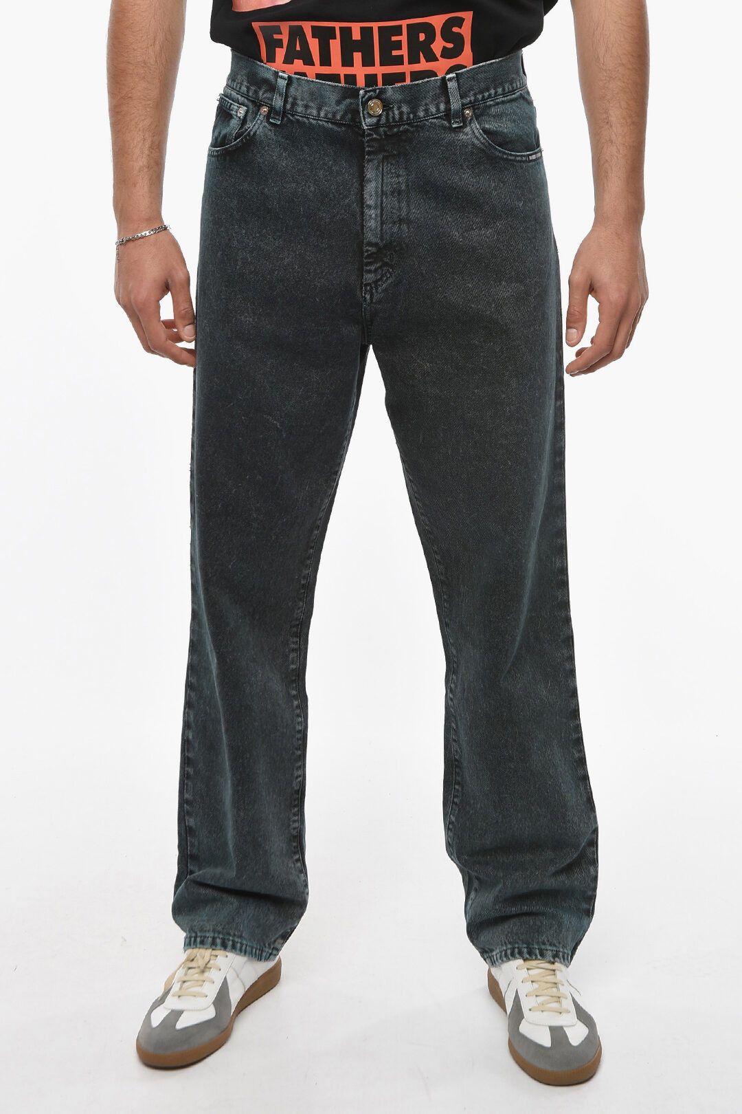 Image of Vetements Acid-Washed Loose-Fitting Barcode Denim Jeans in Blue, Men's (Size 30)