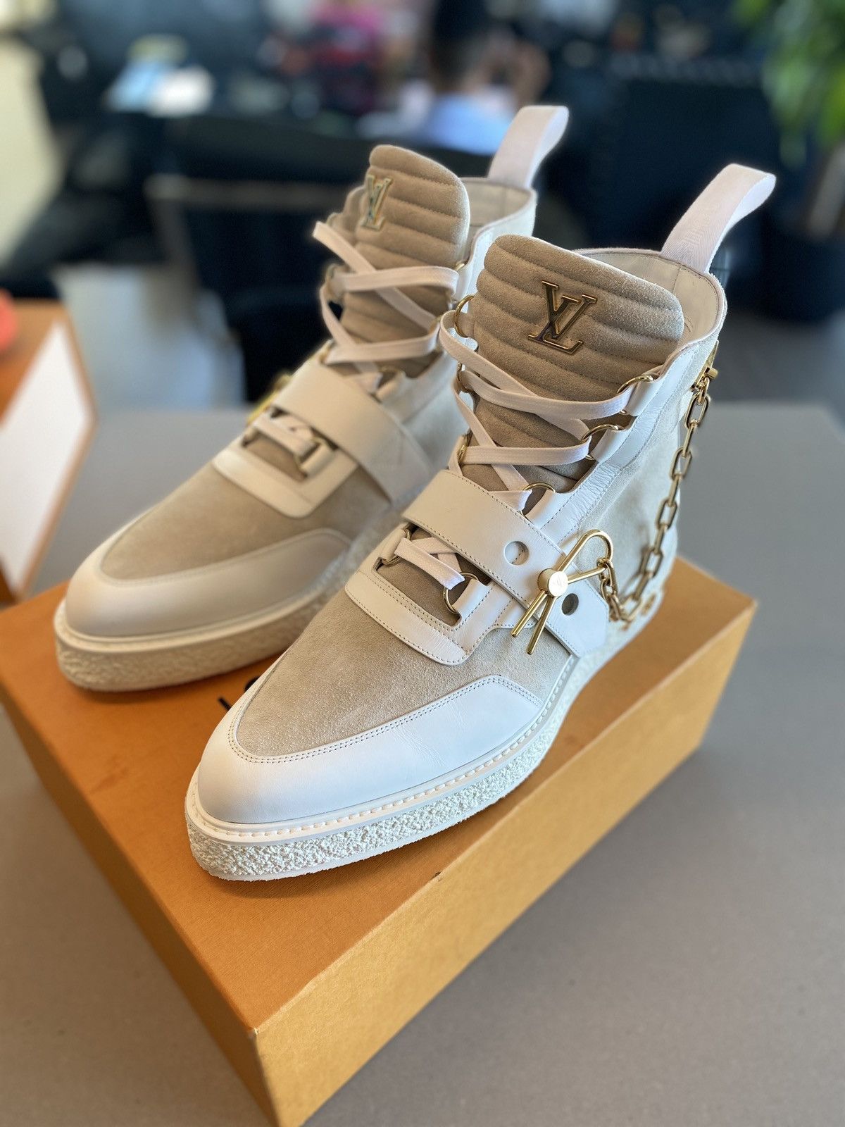 Louis Vuitton Virgil Abloh Creeper Boot With Chain Size US10 EU43 Suede  Calfskin