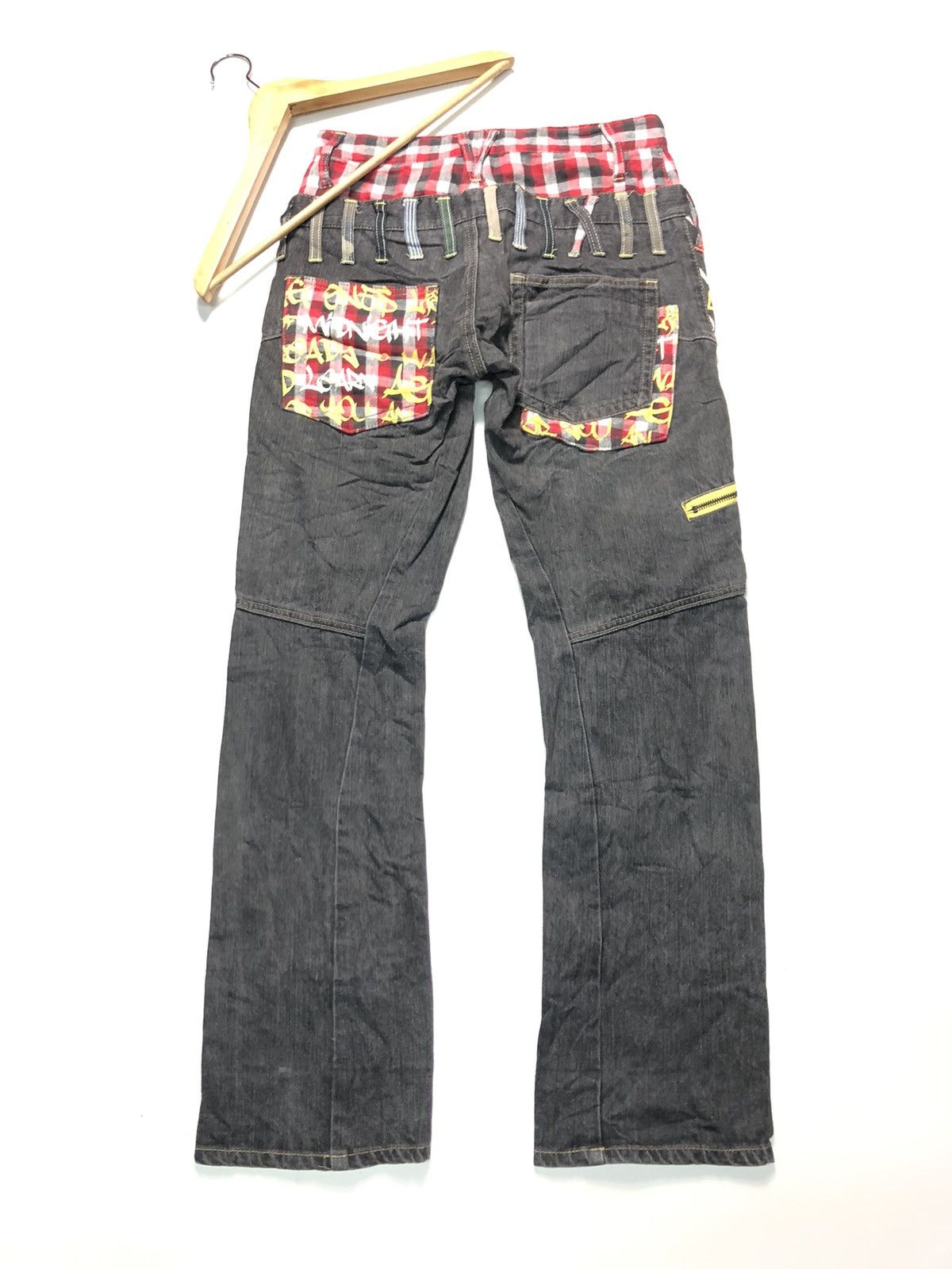 Japanese Brand ANT FUI CHEKED UNION JACK DOUBLE WAIST DISTRESSED DENIM Size US 30 / EU 46 - 8 Thumbnail