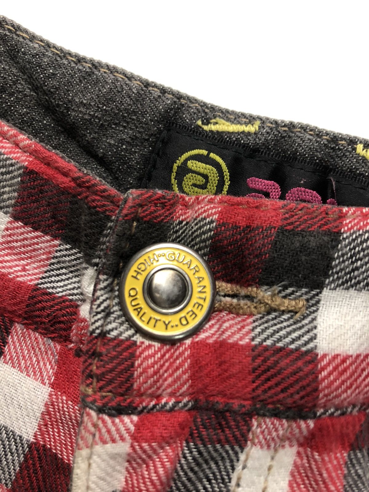 Japanese Brand ANT FUI CHEKED UNION JACK DOUBLE WAIST DISTRESSED DENIM Size US 30 / EU 46 - 3 Thumbnail