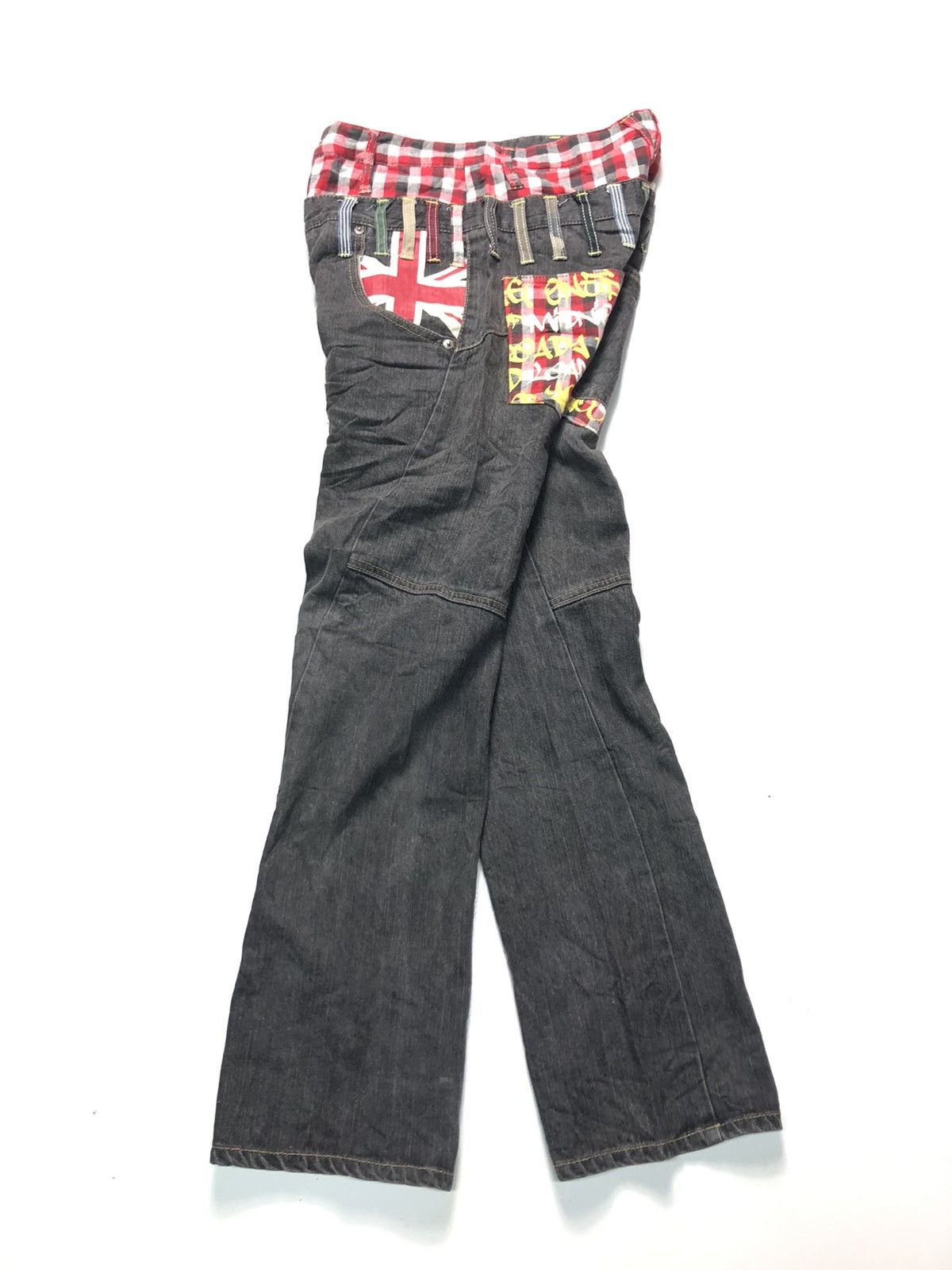 Japanese Brand ANT FUI CHEKED UNION JACK DOUBLE WAIST DISTRESSED DENIM Size US 30 / EU 46 - 10 Thumbnail