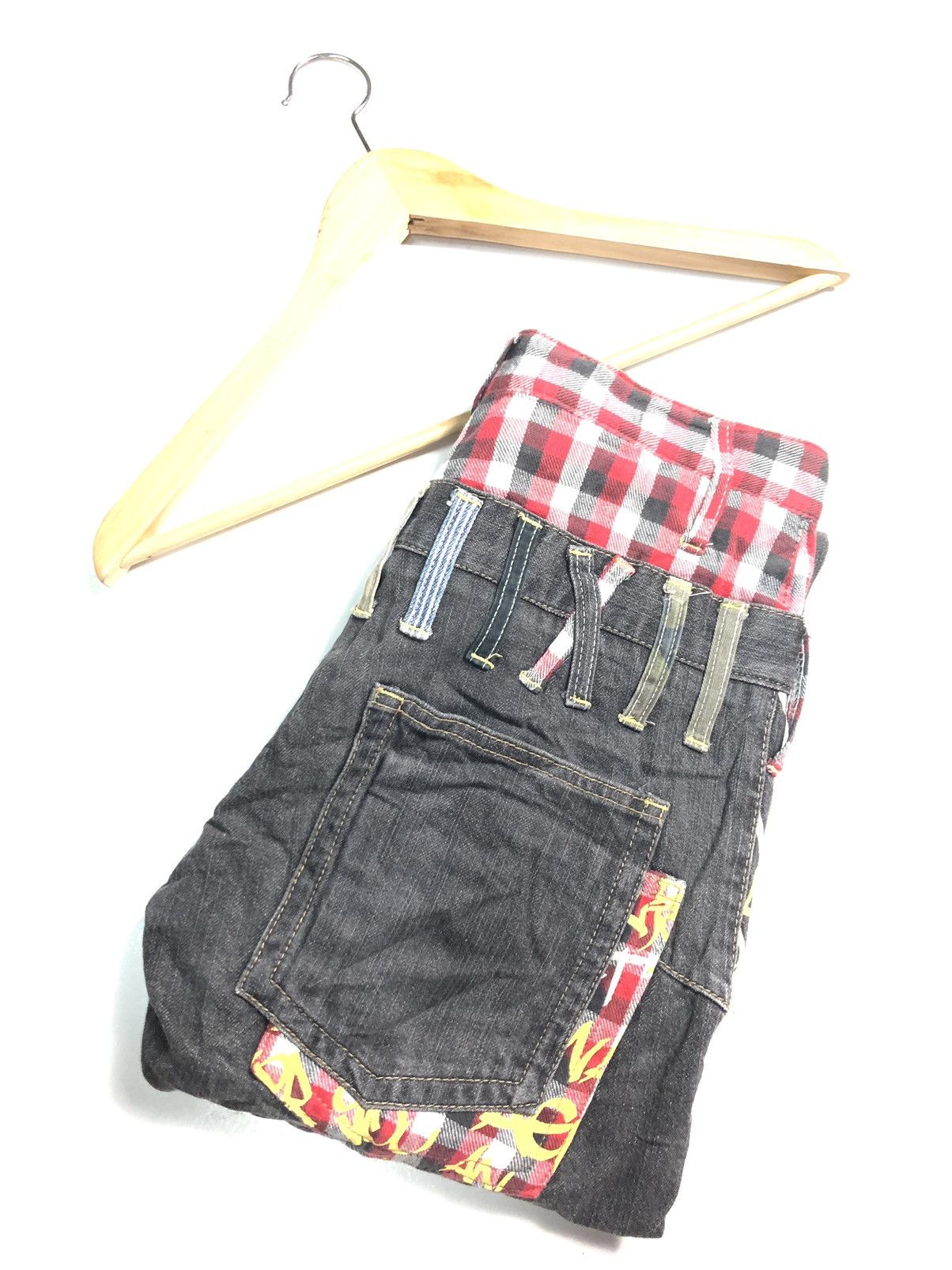 Japanese Brand ANT FUI CHEKED UNION JACK DOUBLE WAIST DISTRESSED DENIM Size US 30 / EU 46 - 12 Thumbnail
