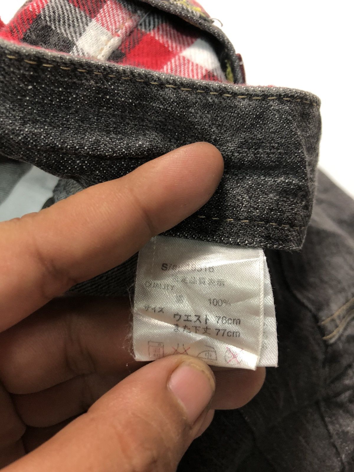 Japanese Brand ANT FUI CHEKED UNION JACK DOUBLE WAIST DISTRESSED DENIM Size US 30 / EU 46 - 6 Thumbnail
