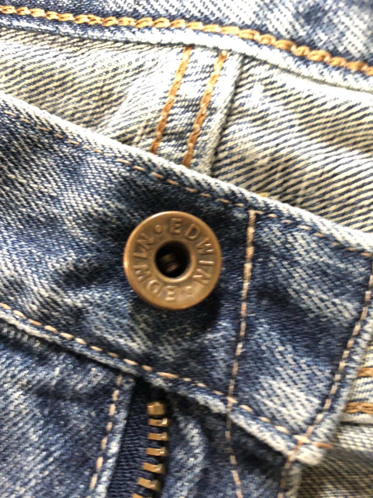 Edwin × Vintage VINTAGE SELVEDGE EDWIN 505x BLUE WASH DISTRESSED DENIM Size US 33 - 5 Thumbnail