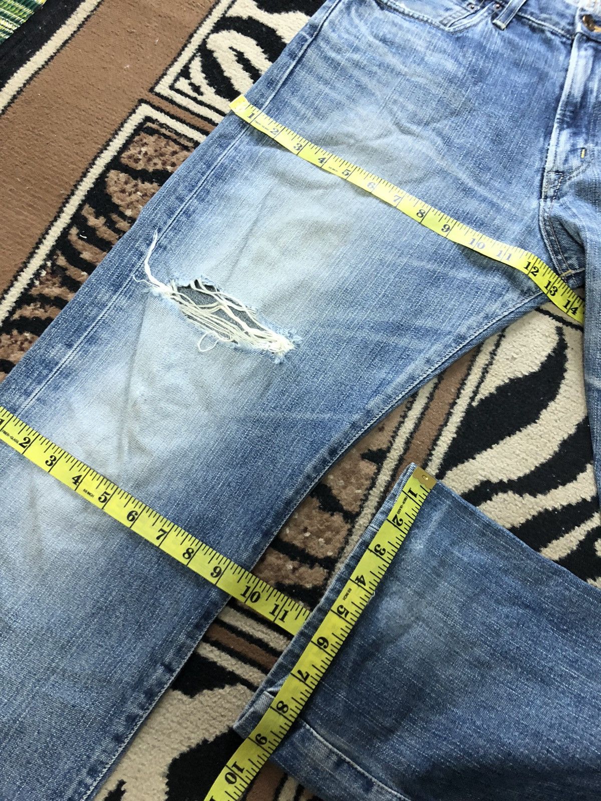 Edwin × Vintage VINTAGE SELVEDGE EDWIN 505x BLUE WASH DISTRESSED DENIM Size US 33 - 17 Thumbnail