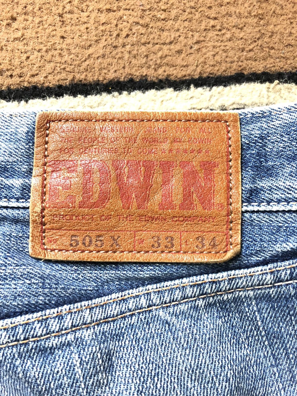 Edwin × Vintage VINTAGE SELVEDGE EDWIN 505x BLUE WASH DISTRESSED DENIM Size US 33 - 11 Thumbnail