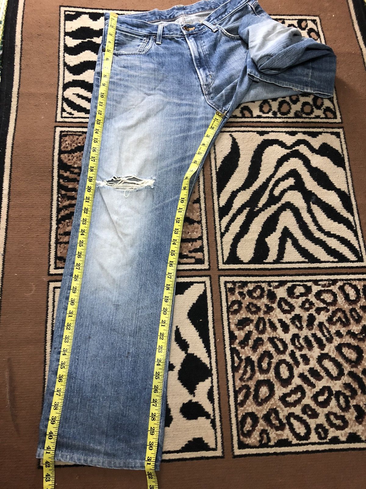 Edwin × Vintage VINTAGE SELVEDGE EDWIN 505x BLUE WASH DISTRESSED DENIM Size US 33 - 16 Thumbnail