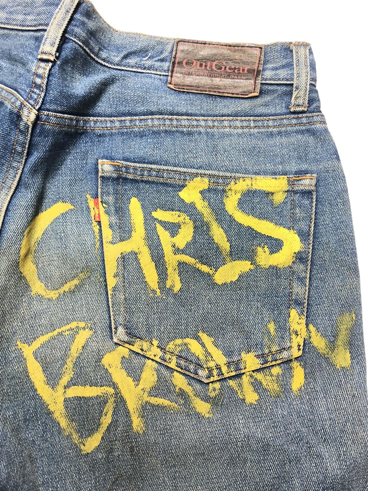 Japanese Brand OUT GEAR DISTRESSED ART PAINTING CHRIS BROWN BACK Size US 33 - 3 Thumbnail