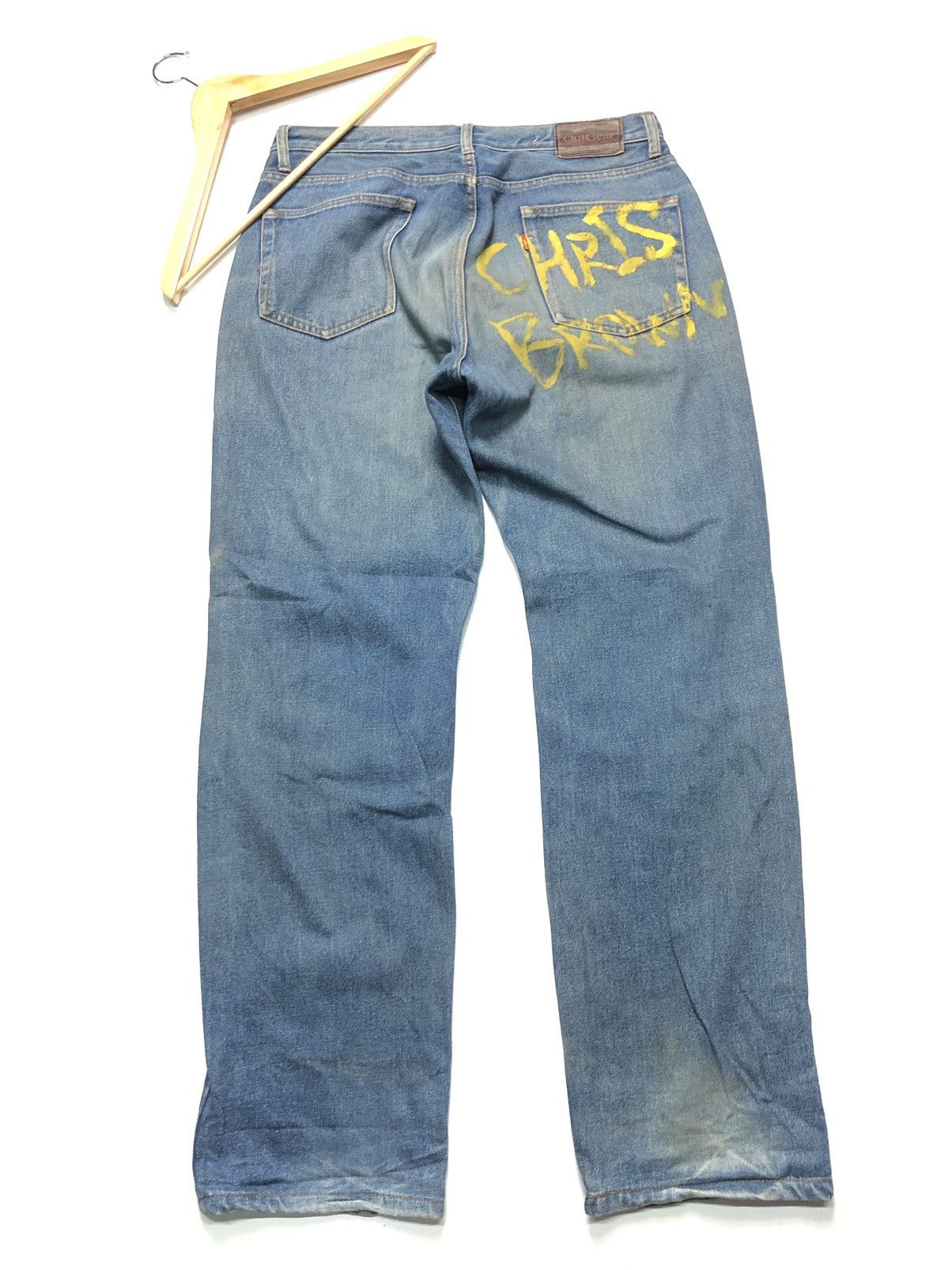 Japanese Brand OUT GEAR DISTRESSED ART PAINTING CHRIS BROWN BACK Size US 33 - 2 Thumbnail