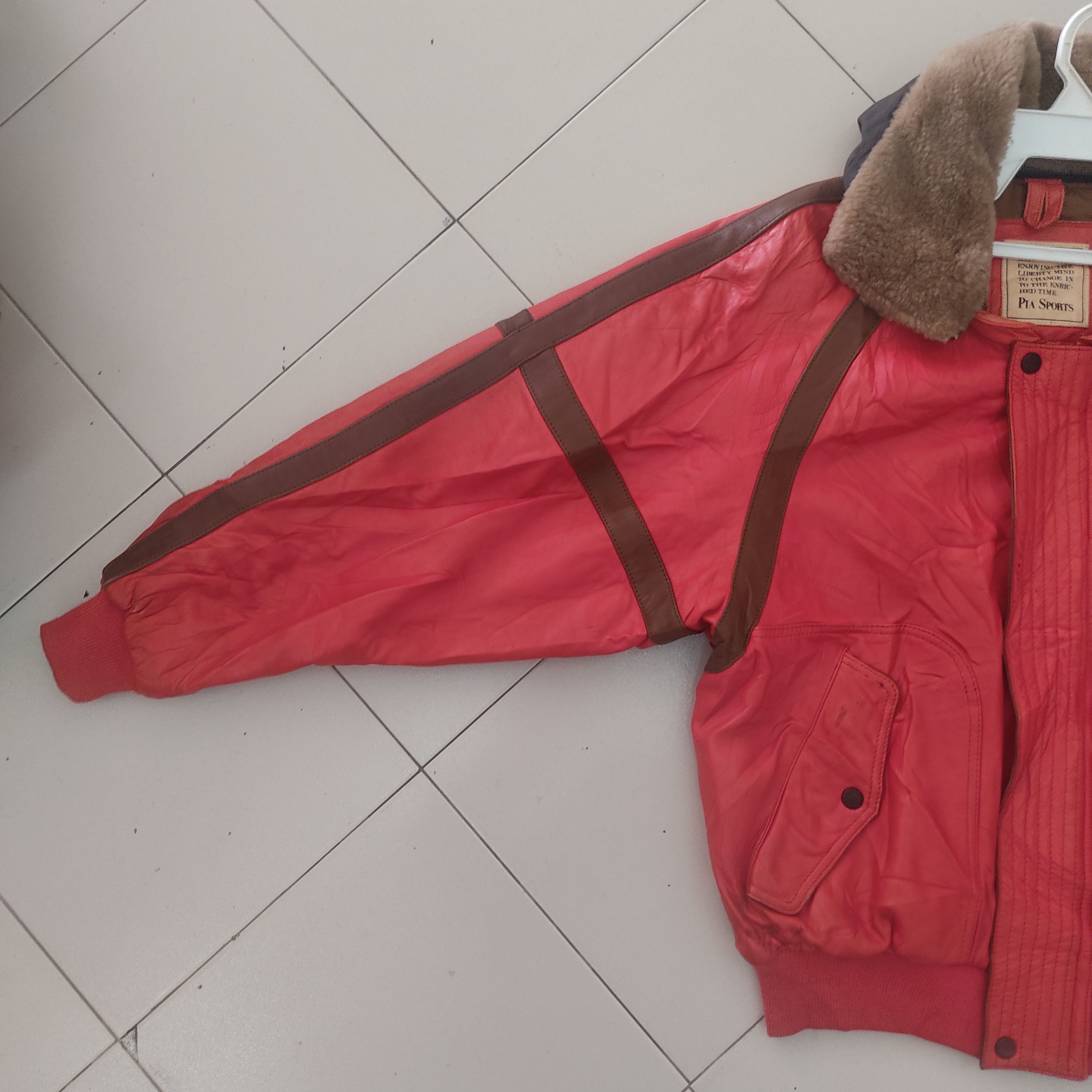Leather Vintage Pia Sport Bomber Styles Leather Red Jacket Size US XL / EU 56 / 4 - 17 Thumbnail