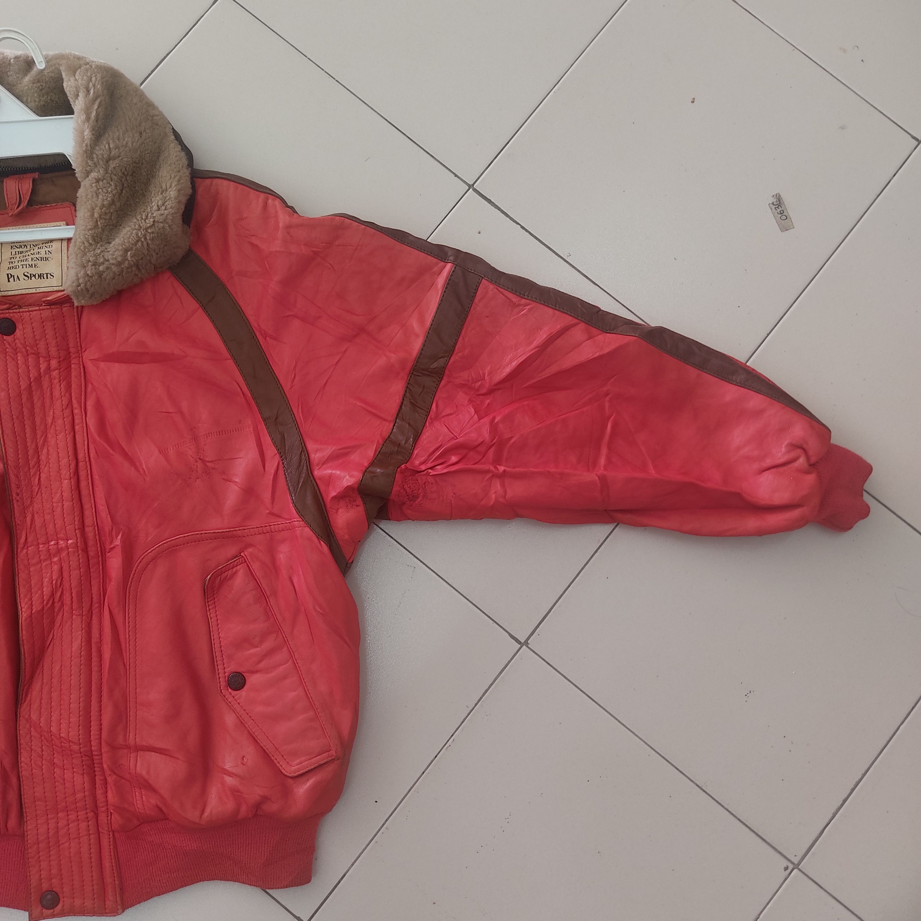 Leather Vintage Pia Sport Bomber Styles Leather Red Jacket Size US XL / EU 56 / 4 - 18 Thumbnail