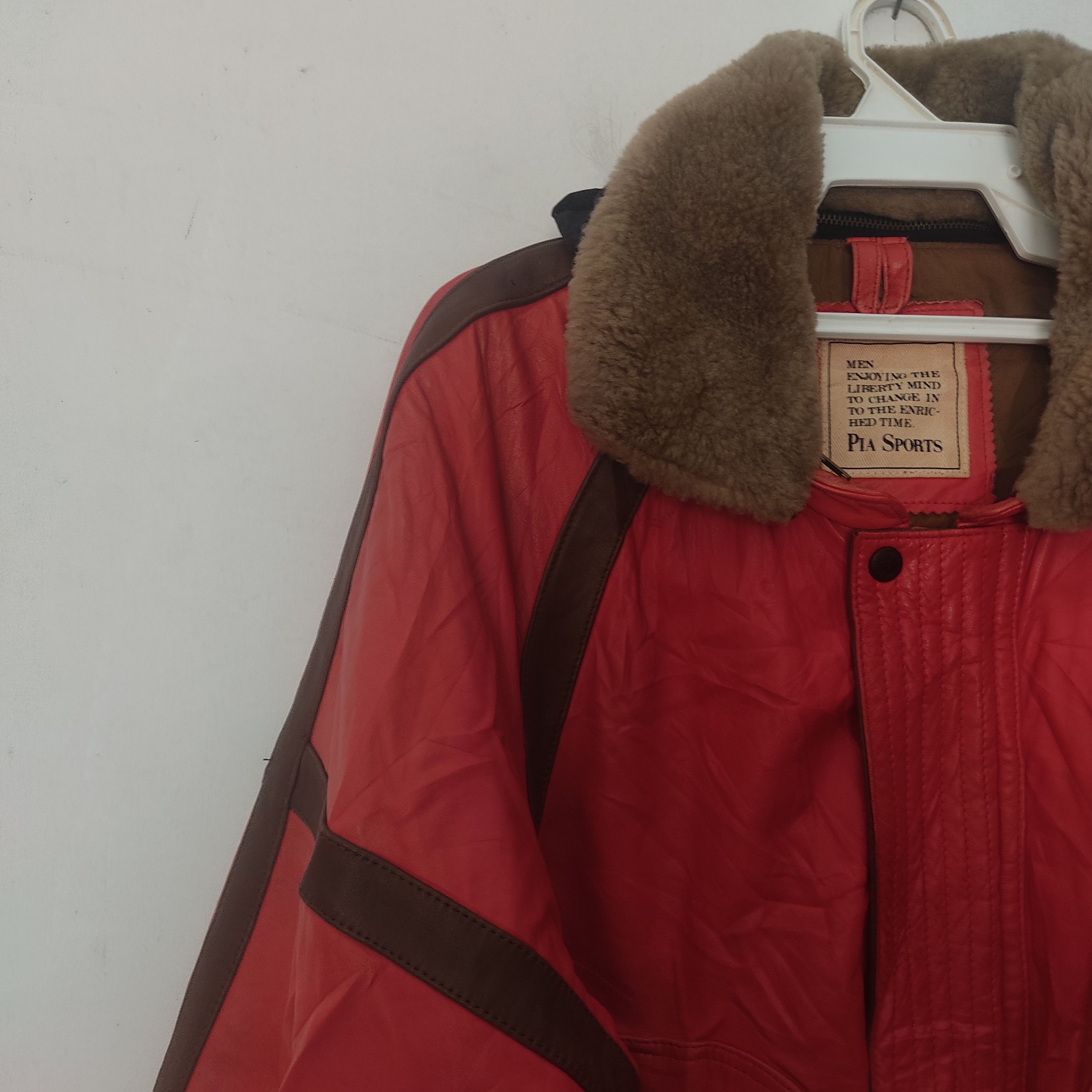 Leather Vintage Pia Sport Bomber Styles Leather Red Jacket Size US XL / EU 56 / 4 - 5 Thumbnail
