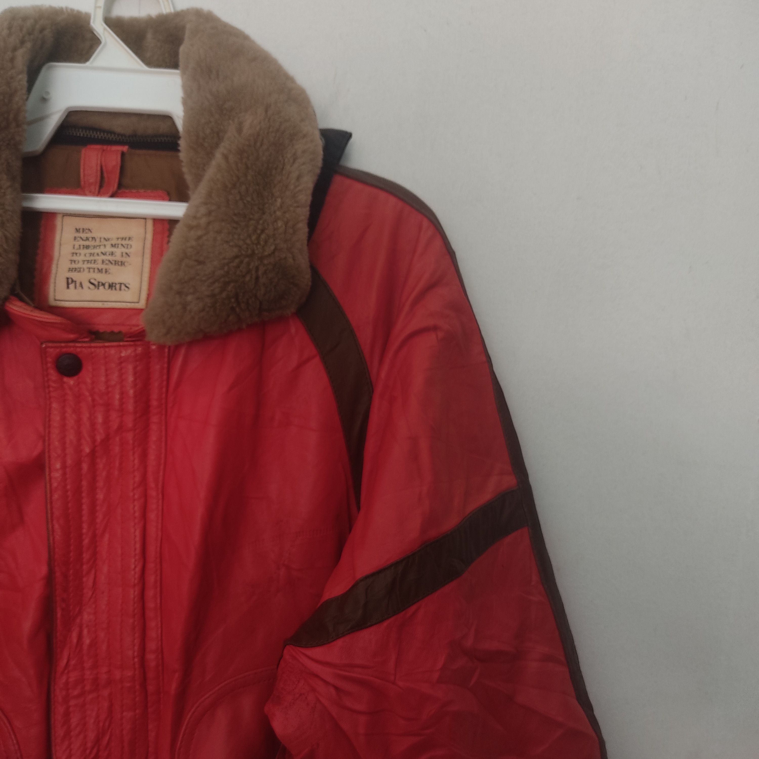 Leather Vintage Pia Sport Bomber Styles Leather Red Jacket Size US XL / EU 56 / 4 - 6 Thumbnail