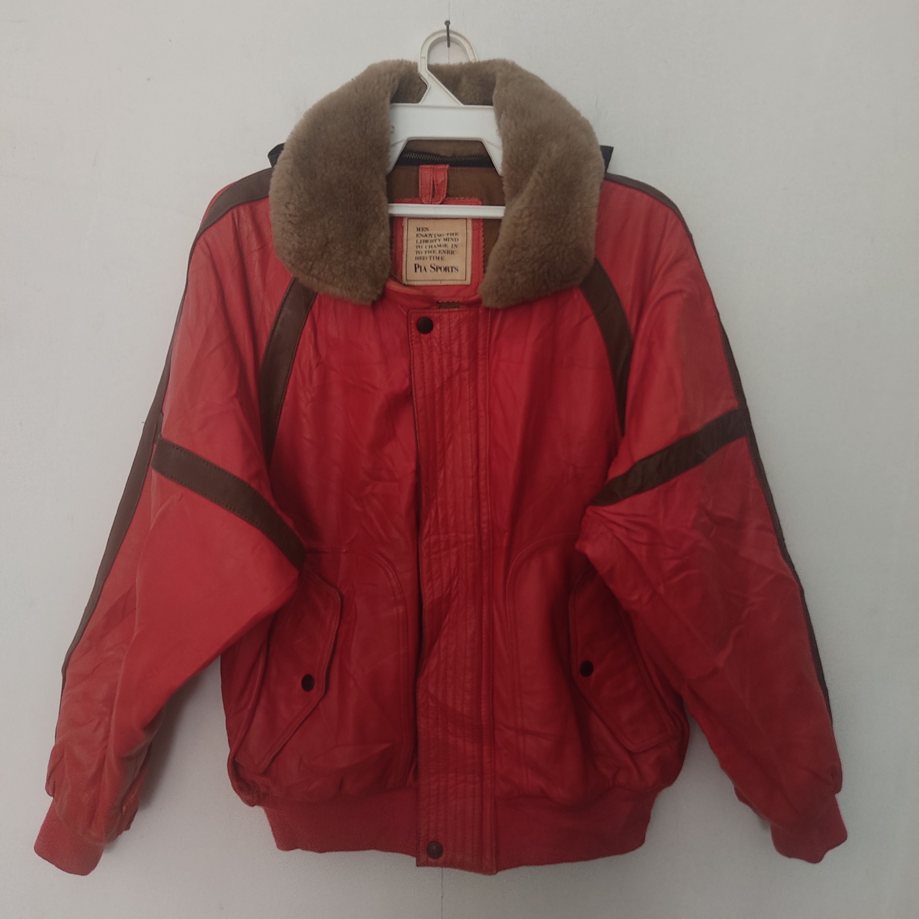 Leather Vintage Pia Sport Bomber Styles Leather Red Jacket Size US XL / EU 56 / 4 - 2 Thumbnail