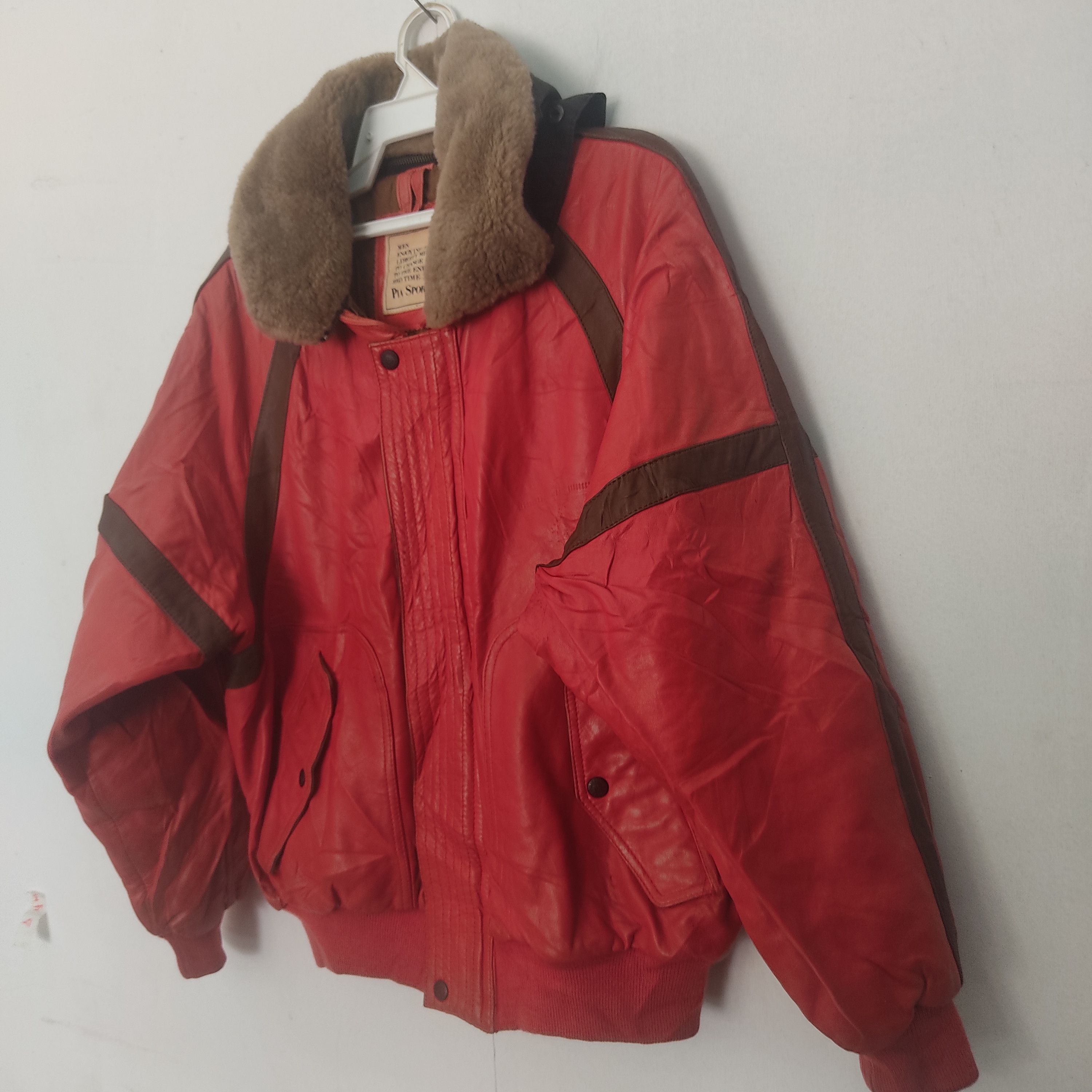 Leather Vintage Pia Sport Bomber Styles Leather Red Jacket Size US XL / EU 56 / 4 - 9 Thumbnail