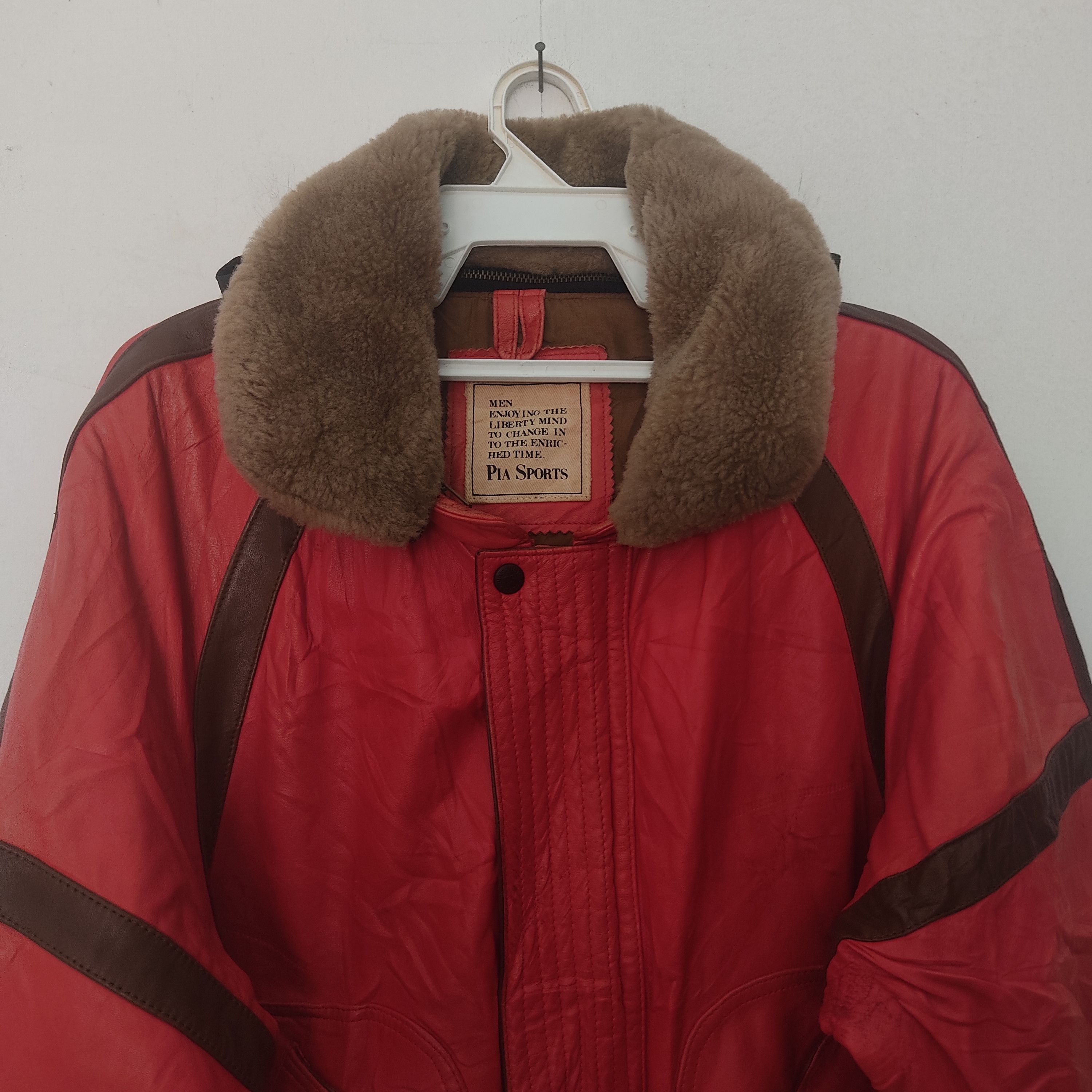 Leather Vintage Pia Sport Bomber Styles Leather Red Jacket Size US XL / EU 56 / 4 - 3 Thumbnail