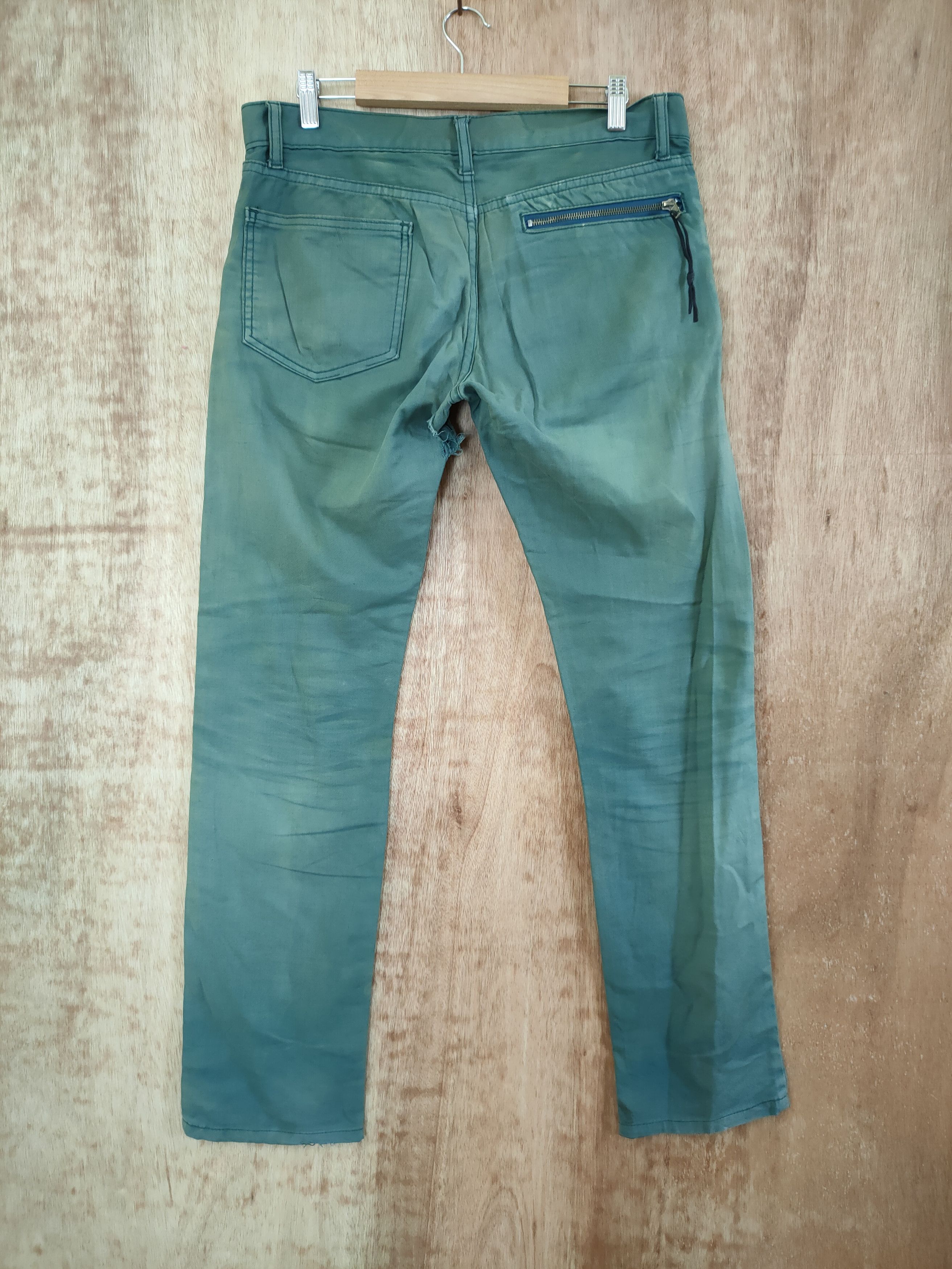 Japanese Brand DL Japan multizipper green faded denim cargo pants #46-253T Size US 32 / EU 48 - 6 Thumbnail