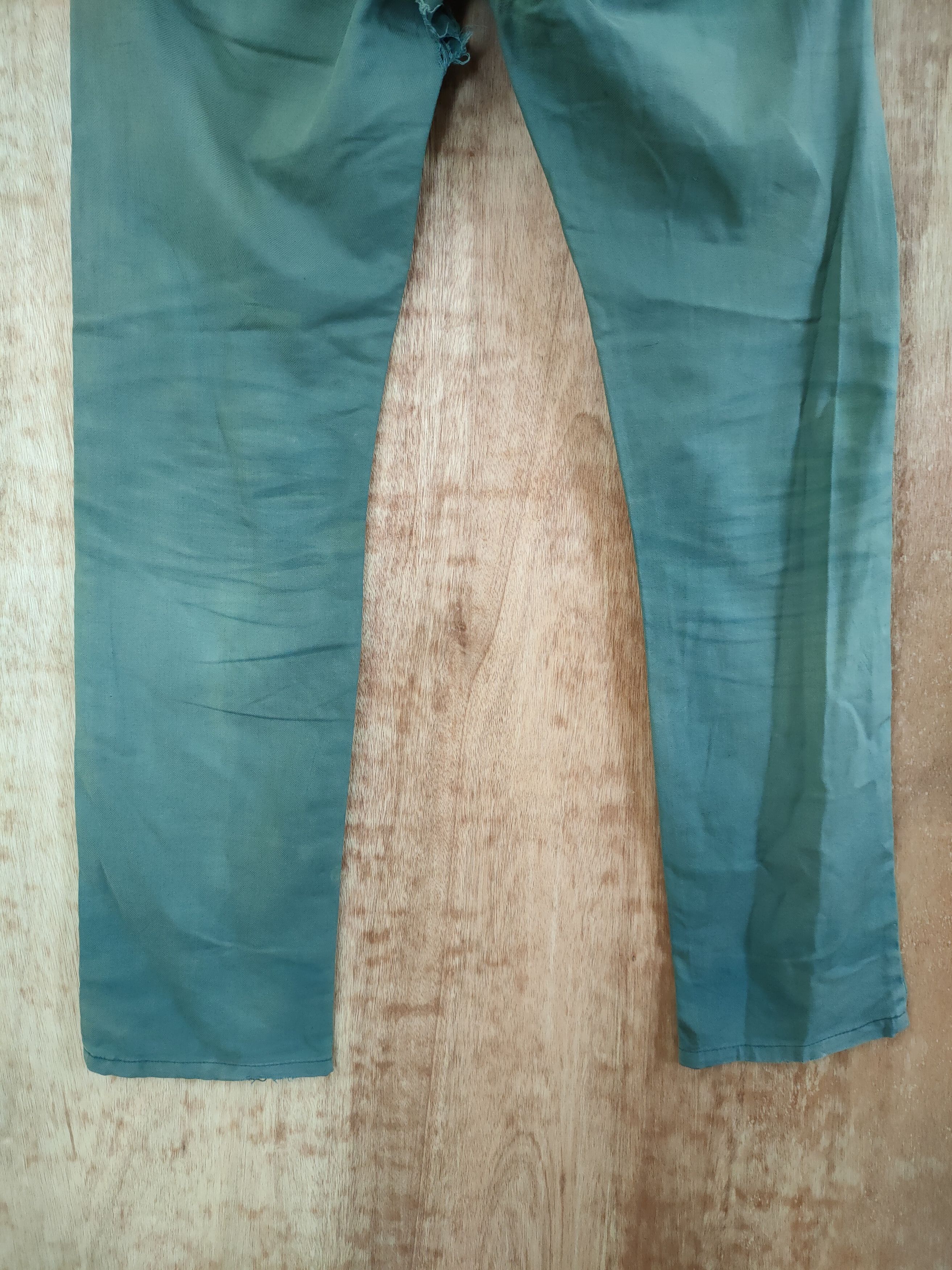 Japanese Brand DL Japan multizipper green faded denim cargo pants #46-253T Size US 32 / EU 48 - 7 Thumbnail