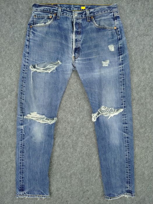 Vintage Vintage Levi's 501 Distressed Ripped 34x29.5 Denim JN154 | Grailed