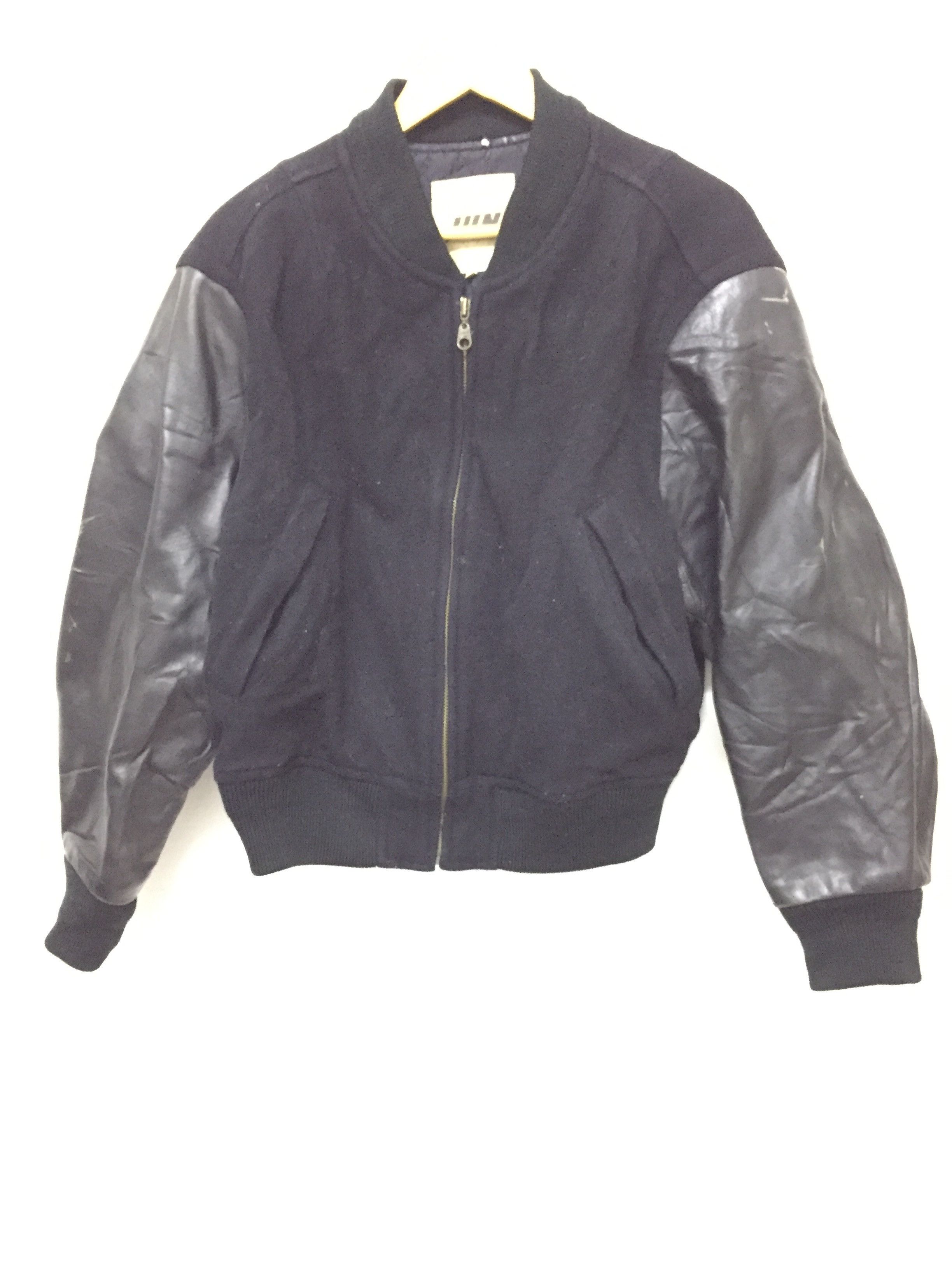 Japanese Brand 90's JUN MEN Leather varsity Bomber jacket Size US M / EU 48-50 / 2 - 6 Thumbnail