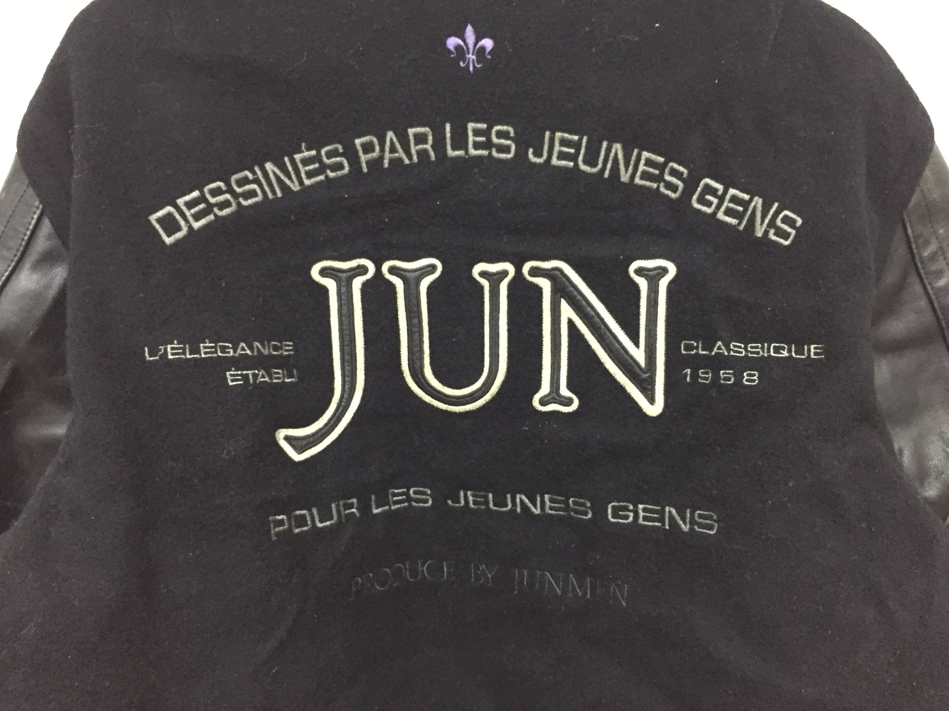 Japanese Brand 90's JUN MEN Leather varsity Bomber jacket Size US M / EU 48-50 / 2 - 3 Thumbnail