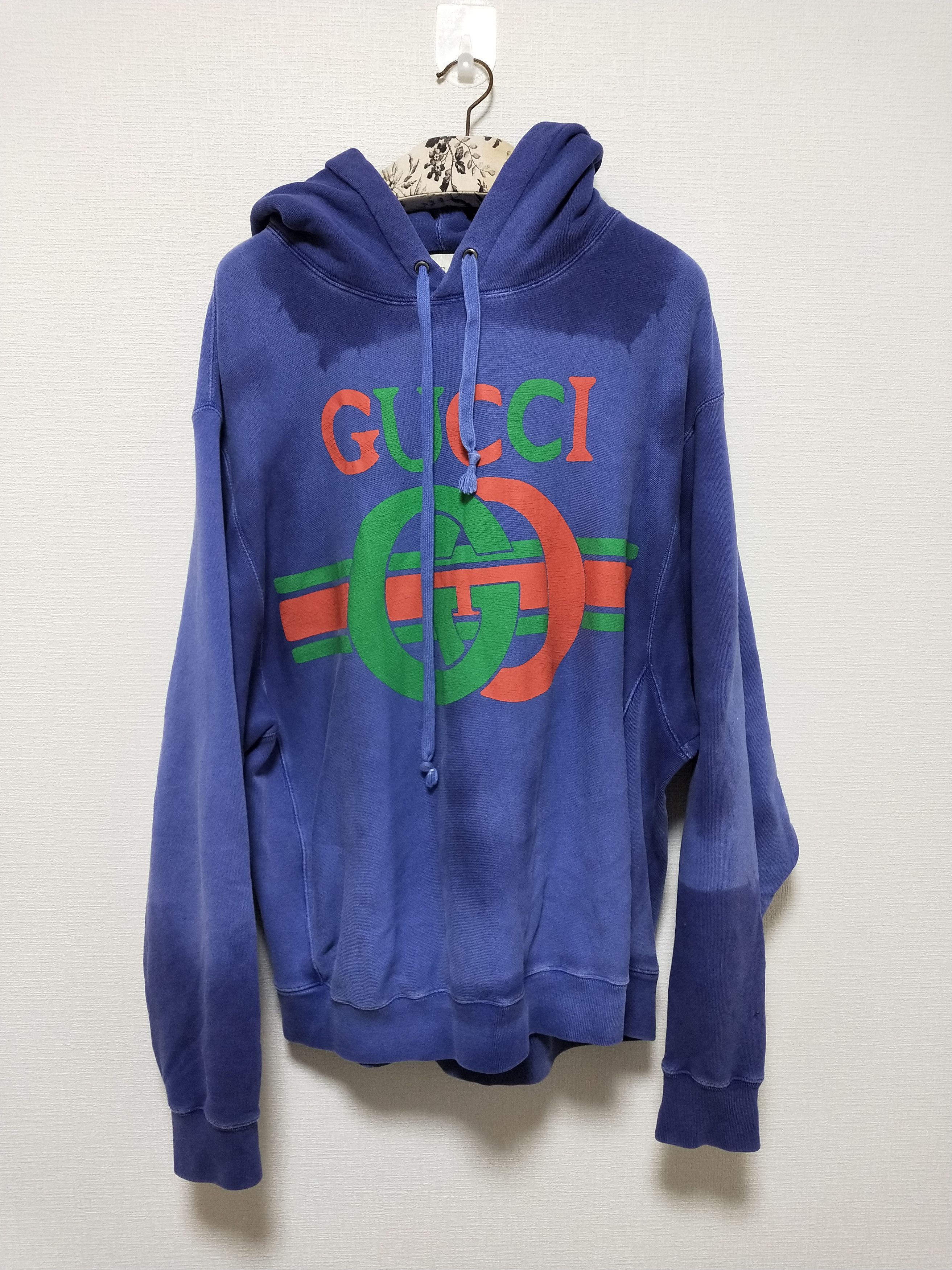 image of Gucci Tie Dye Logo Hoodie in Blue, Men's (Size XL)