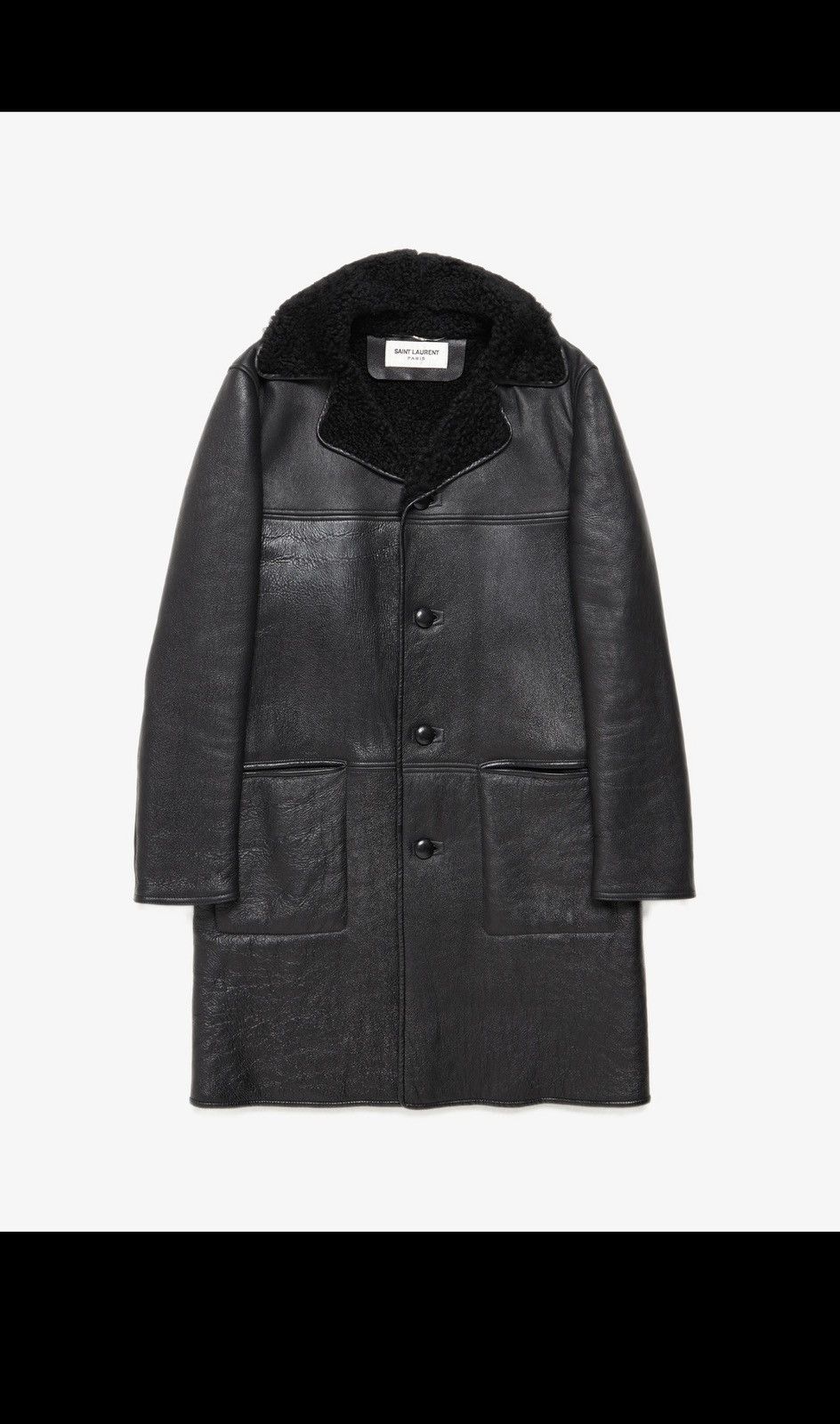image of Saint Laurent Paris Grail Fw15 Shearling Leather Trench Coat Hedi Slimane Jacket in Black (Size Med
