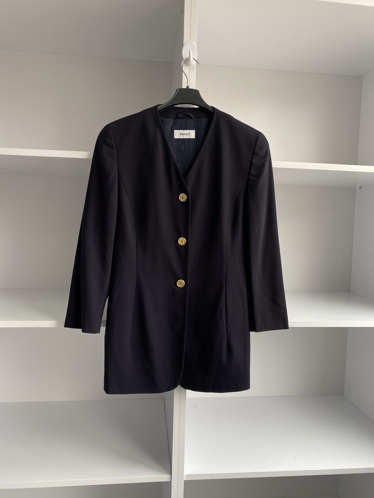 image of Vintage Bally Woman Luxury Blazer in Black, Women's (Size Medium)