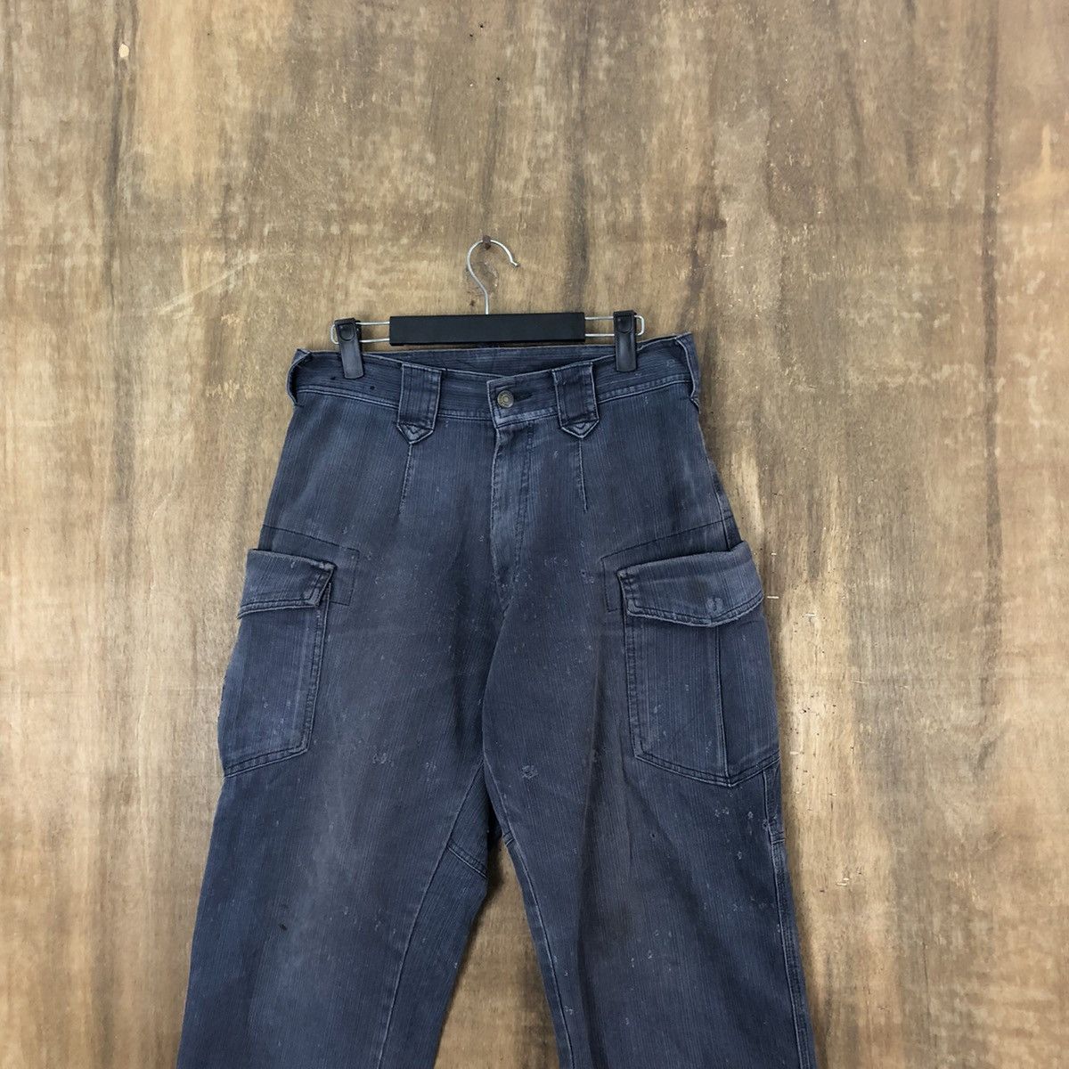 Japanese Brand Japanese Brand Blue Cargo thrashed distressed pants #6251 Size US 28 / EU 44 - 2 Thumbnail