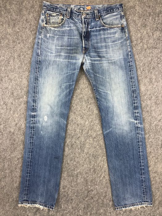 Vintage Blue Distressed Vintage Levi's 501 Jeans 35x35 Denim -JN1107 ...