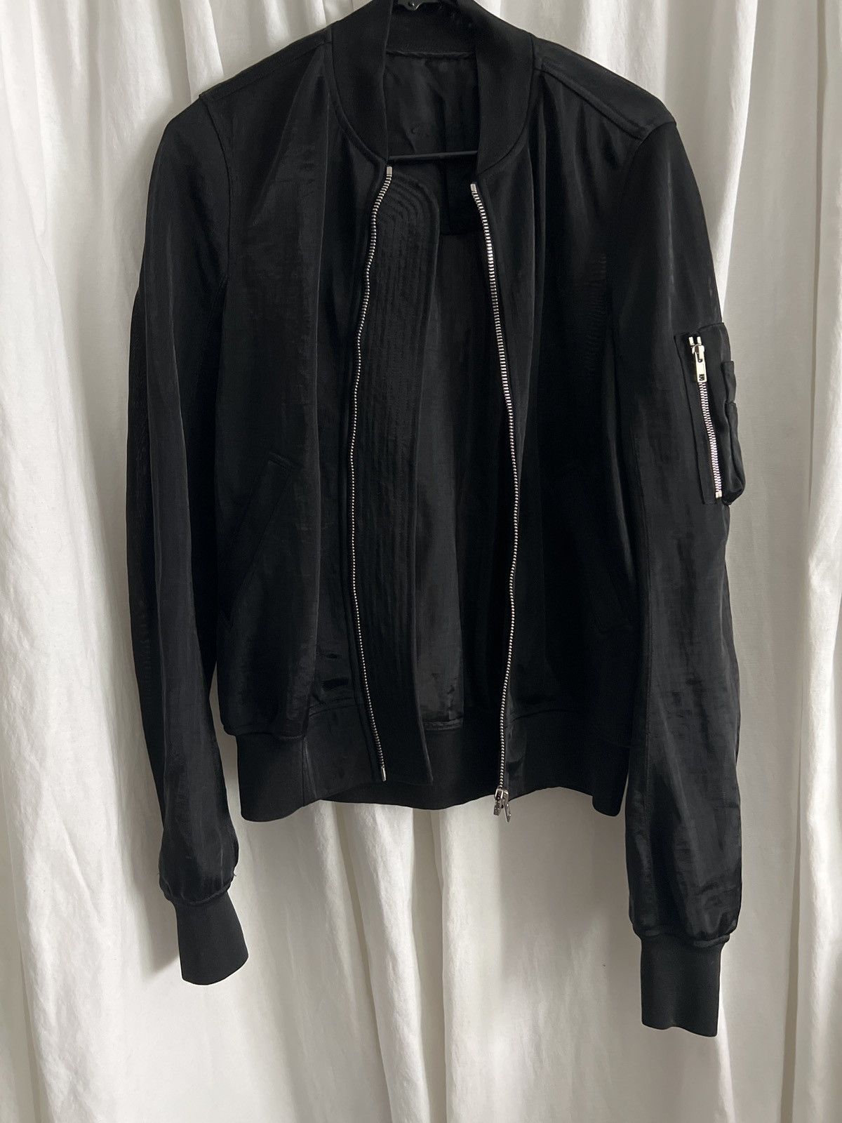 Rick Owens Rare Fabric Mainline Hyper mesh black bomber S M L jacket Size US M / EU 48-50 / 2 - 1 Thumbnail
