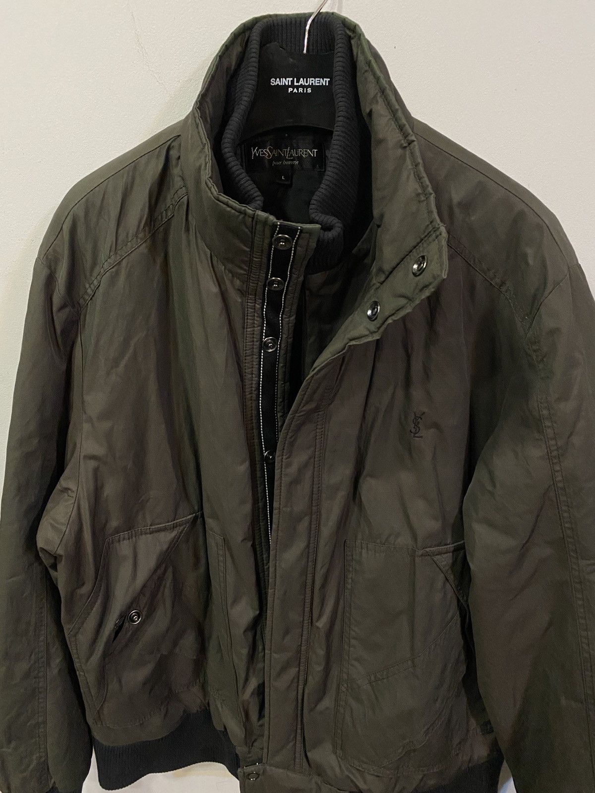 Yves Saint Laurent Warm YSL Bomber Jacket Quilted Brown Black Vintage Zip Up Size US L / EU 52-54 / 3 - 24 Thumbnail
