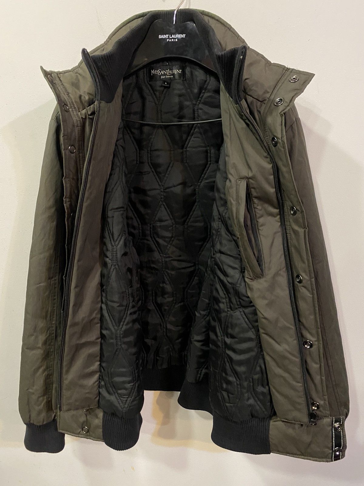 Yves Saint Laurent Warm YSL Bomber Jacket Quilted Brown Black Vintage Zip Up Size US L / EU 52-54 / 3 - 14 Thumbnail