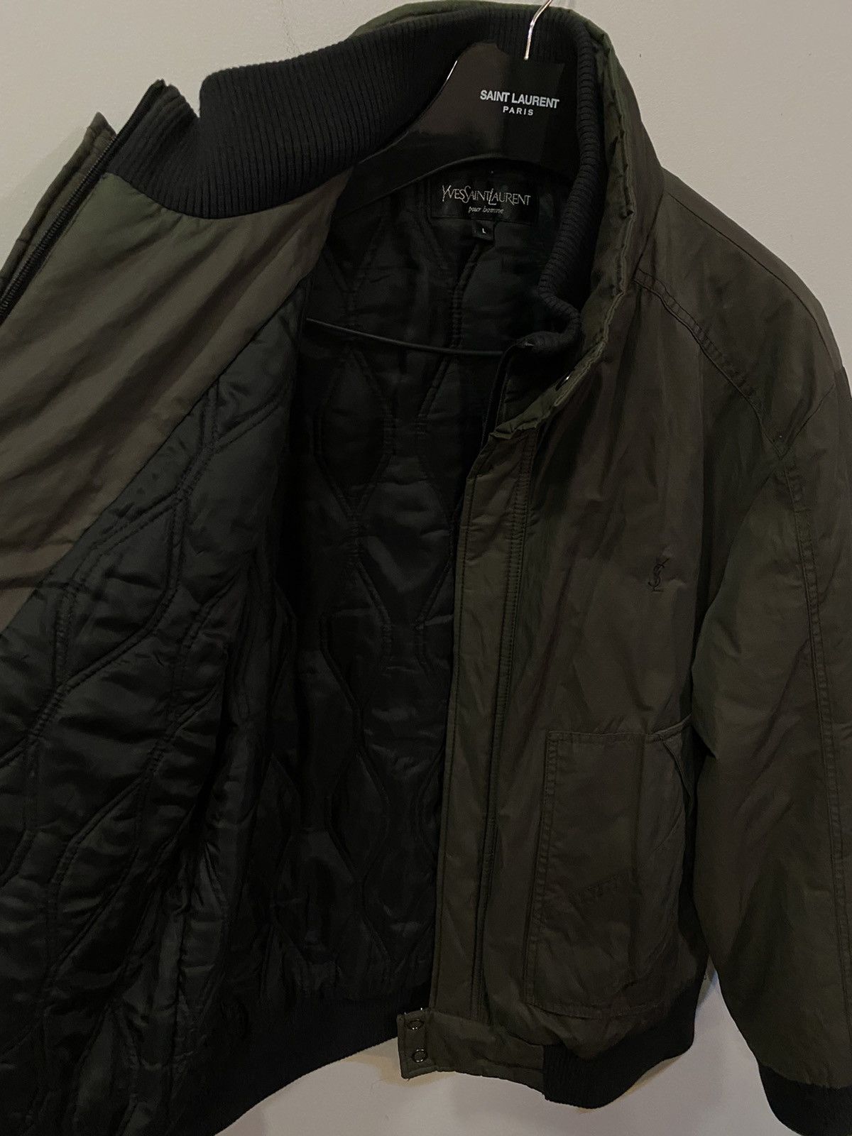 Yves Saint Laurent Warm YSL Bomber Jacket Quilted Brown Black Vintage Zip Up Size US L / EU 52-54 / 3 - 22 Thumbnail