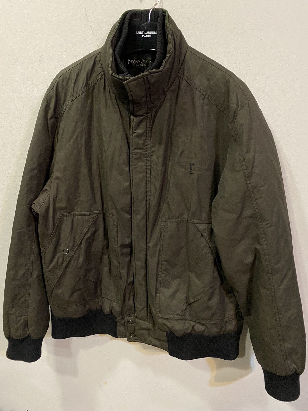 Yves Saint Laurent Warm YSL Bomber Jacket Quilted Brown Black Vintage Zip Up Size US L / EU 52-54 / 3 - 15 Thumbnail
