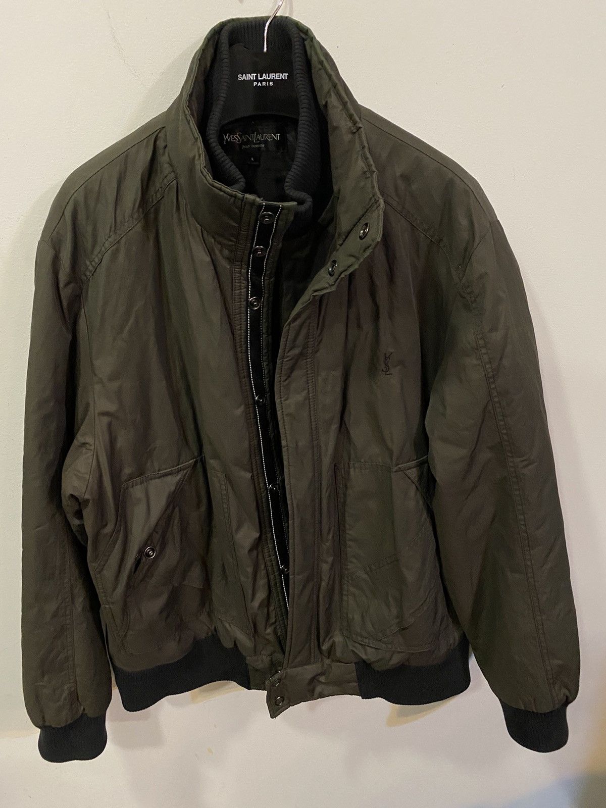 Yves Saint Laurent Warm YSL Bomber Jacket Quilted Brown Black Vintage Zip Up Size US L / EU 52-54 / 3 - 23 Thumbnail