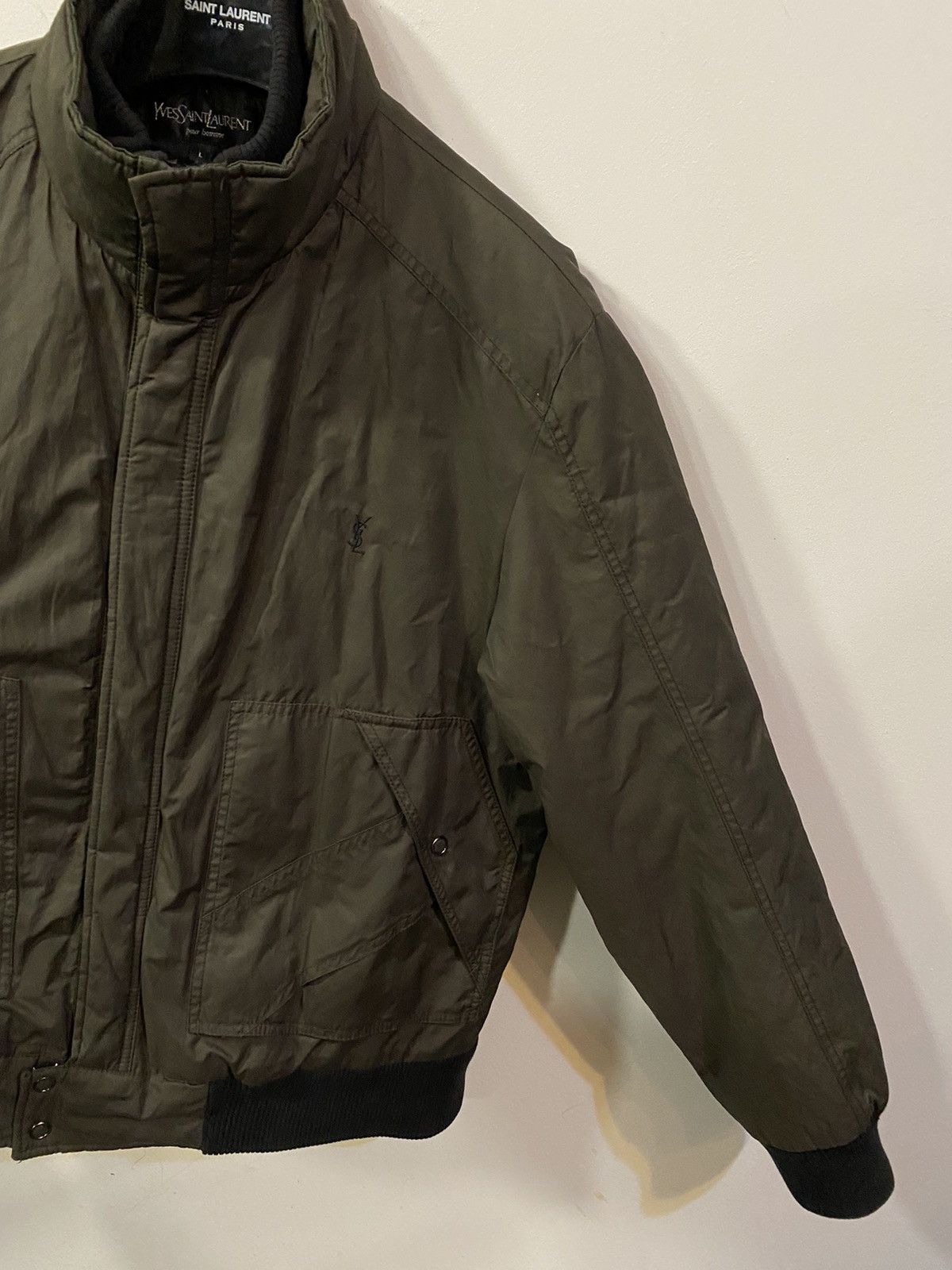 Yves Saint Laurent Warm YSL Bomber Jacket Quilted Brown Black Vintage Zip Up Size US L / EU 52-54 / 3 - 18 Thumbnail