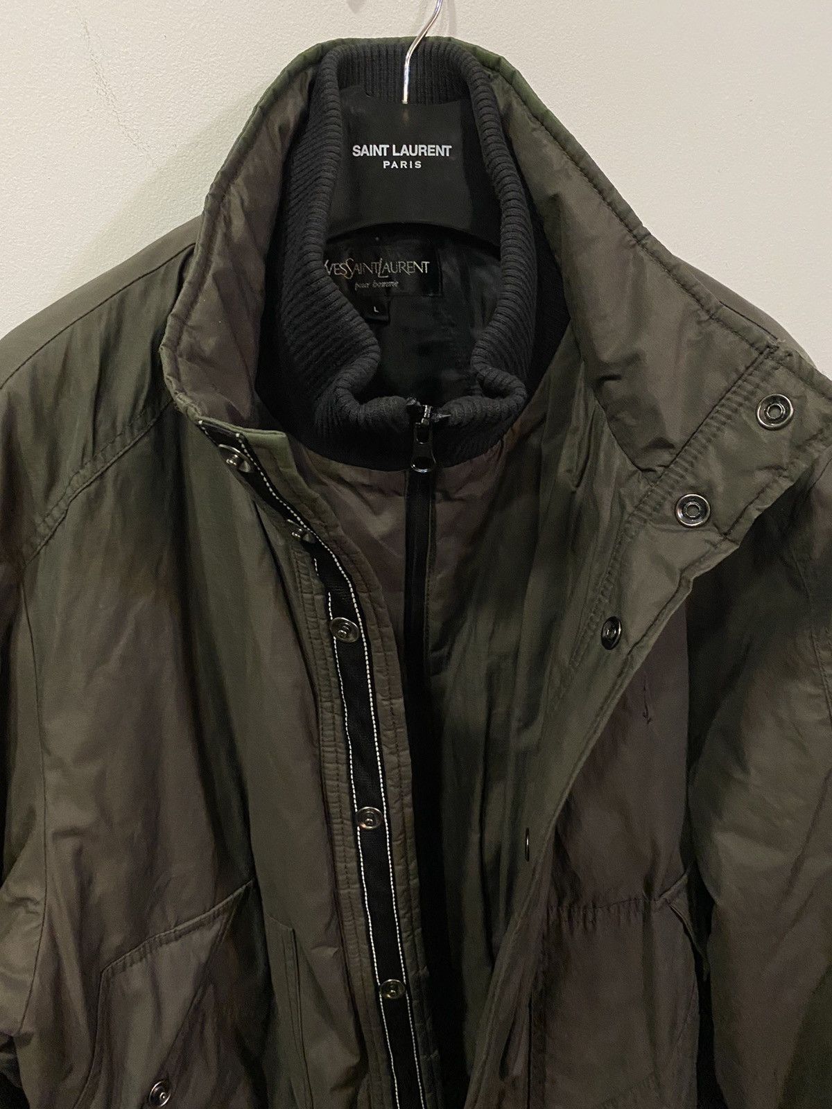 Yves Saint Laurent Warm YSL Bomber Jacket Quilted Brown Black Vintage Zip Up Size US L / EU 52-54 / 3 - 5 Thumbnail
