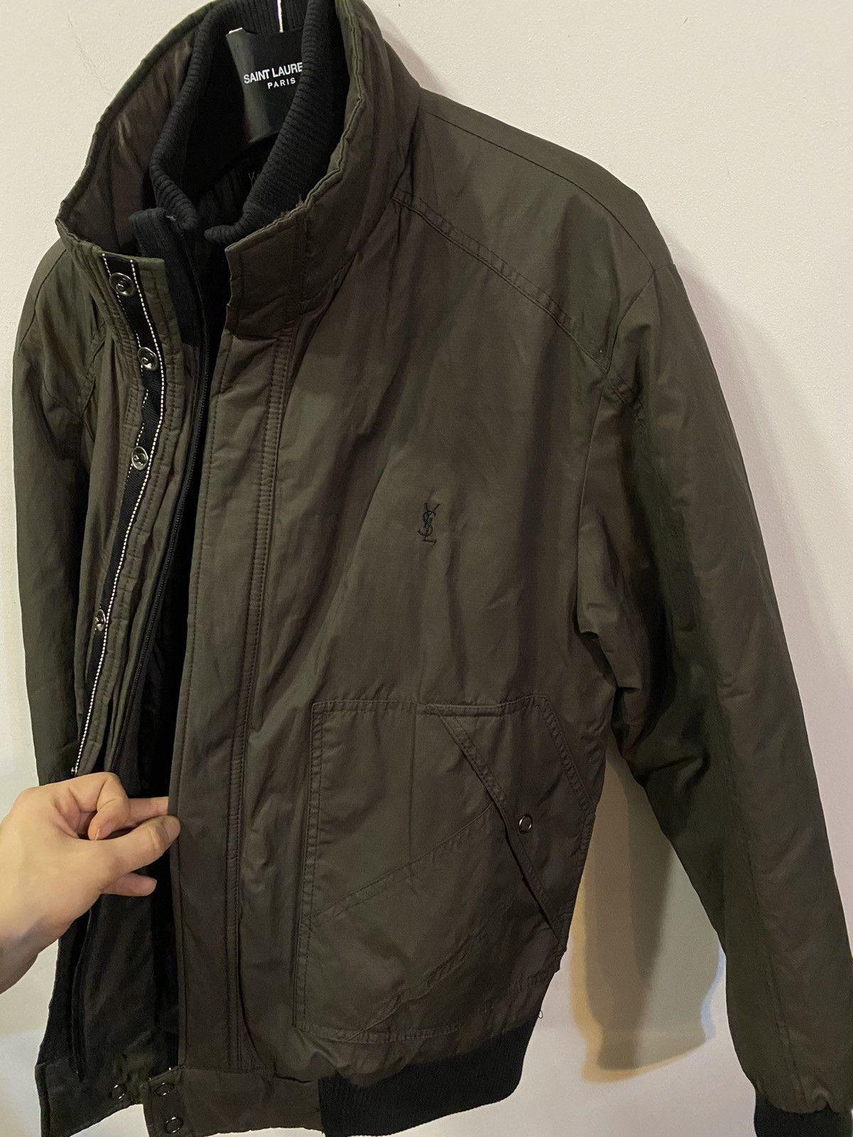 Yves Saint Laurent Warm YSL Bomber Jacket Quilted Brown Black Vintage Zip Up Size US L / EU 52-54 / 3 - 11 Thumbnail