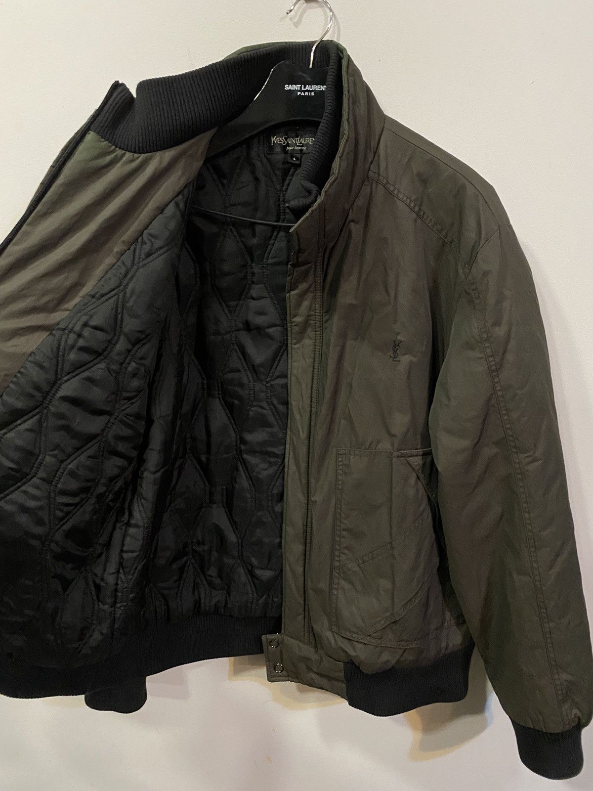 Yves Saint Laurent Warm YSL Bomber Jacket Quilted Brown Black Vintage Zip Up Size US L / EU 52-54 / 3 - 3 Thumbnail