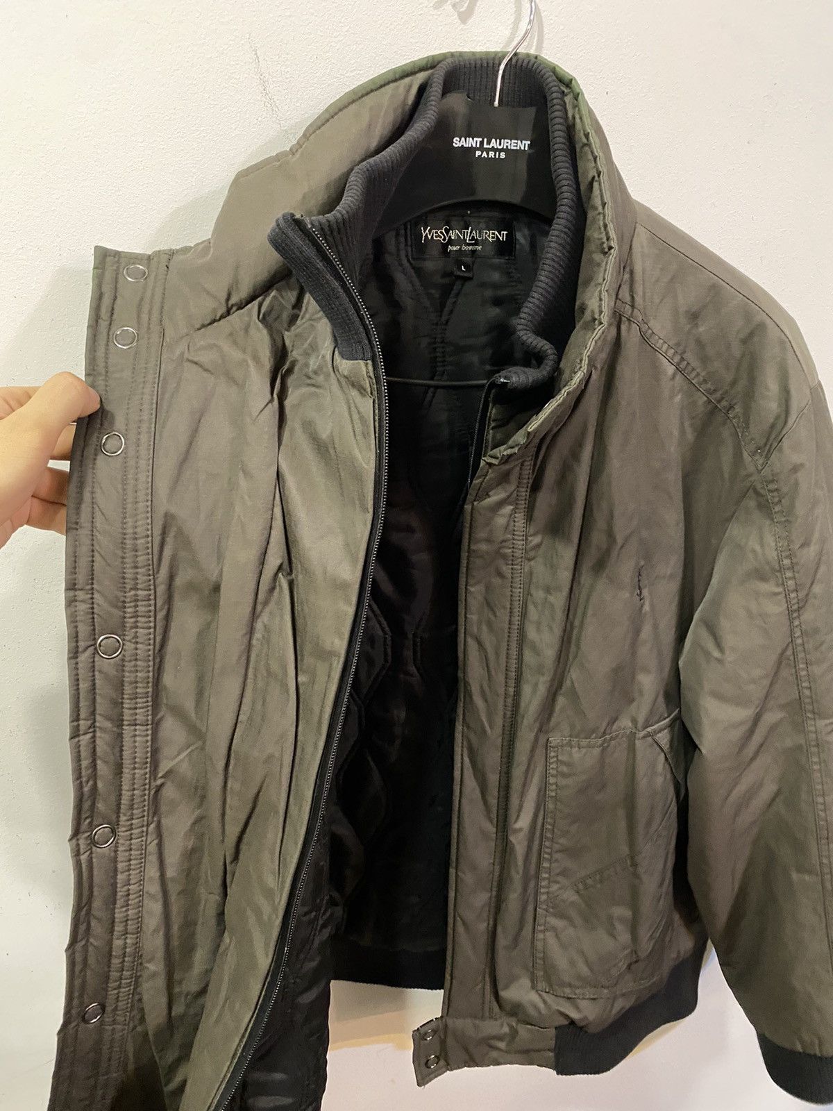 Yves Saint Laurent Warm YSL Bomber Jacket Quilted Brown Black Vintage Zip Up Size US L / EU 52-54 / 3 - 12 Thumbnail