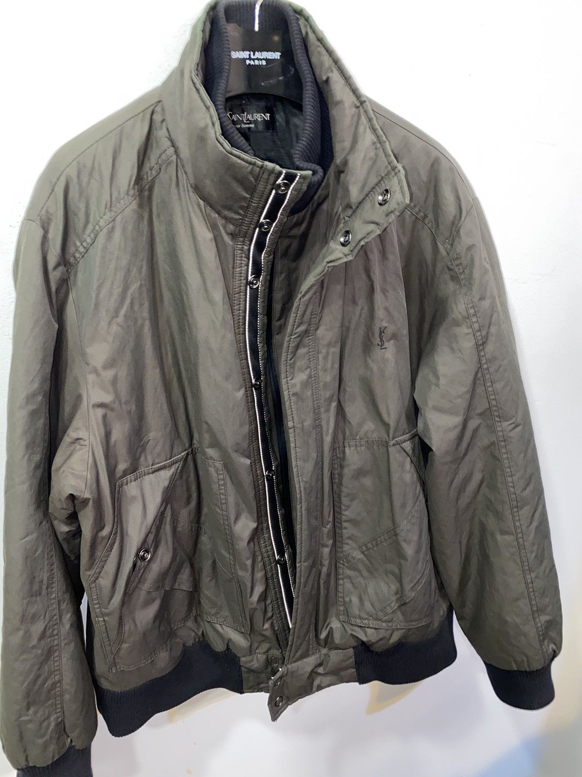 Yves Saint Laurent Warm YSL Bomber Jacket Quilted Brown Black Vintage Zip Up Size US L / EU 52-54 / 3 - 13 Thumbnail