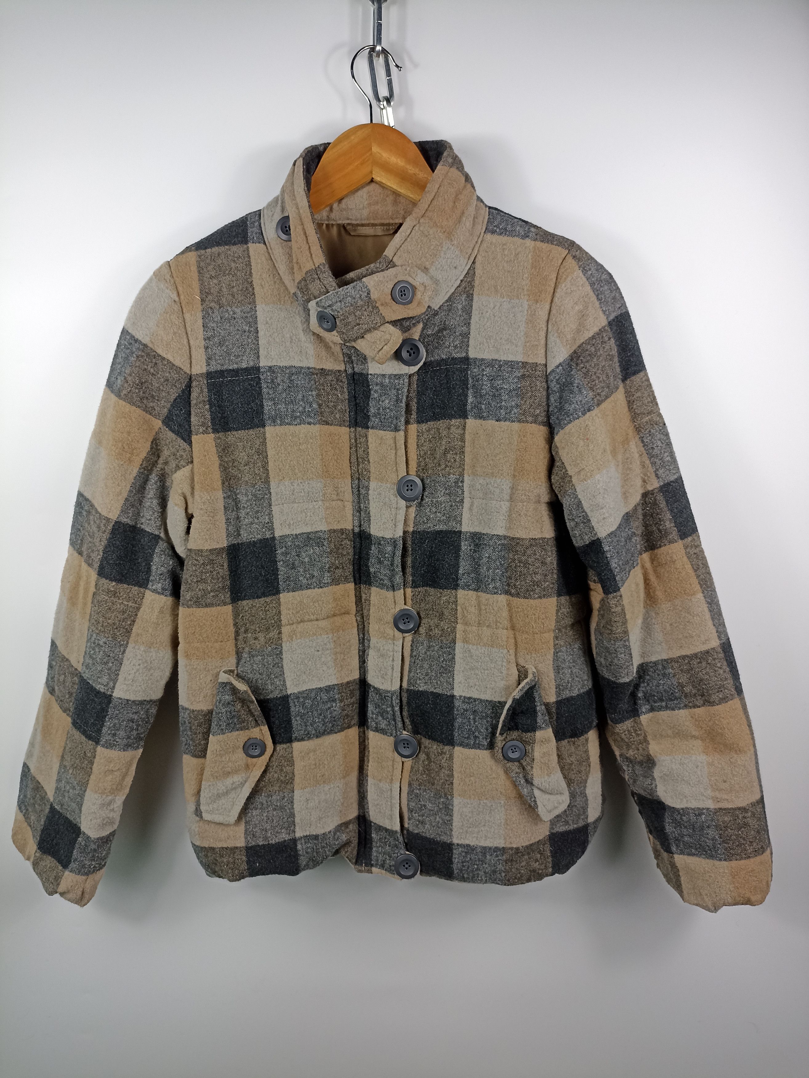 Japanese Brand Plaid Down Jacket Size L / US 10 / IT 46 - 1 Thumbnail