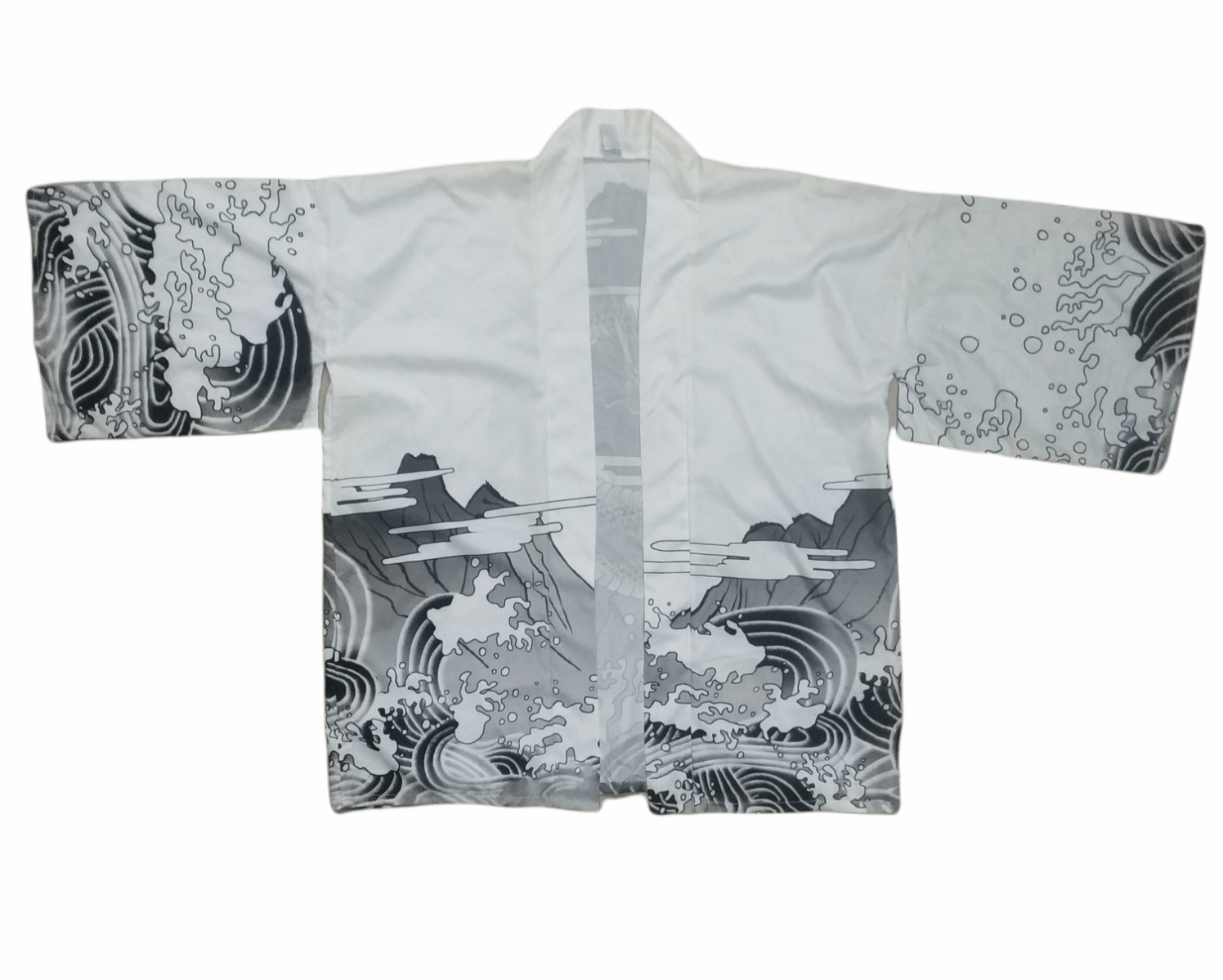 🔥White SF Harajuku Cropped Kimono Dragon